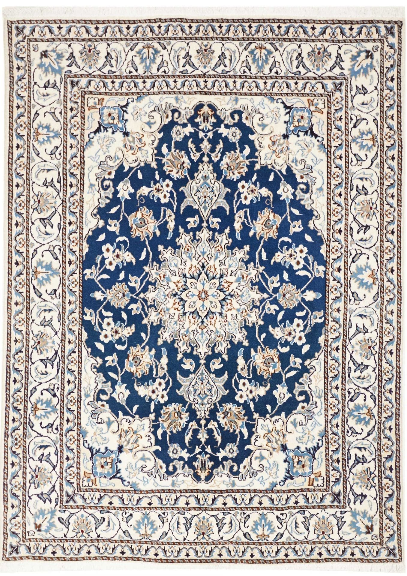 Nain Teppich 145 x 200 cm, florales Design, handgeknüpft