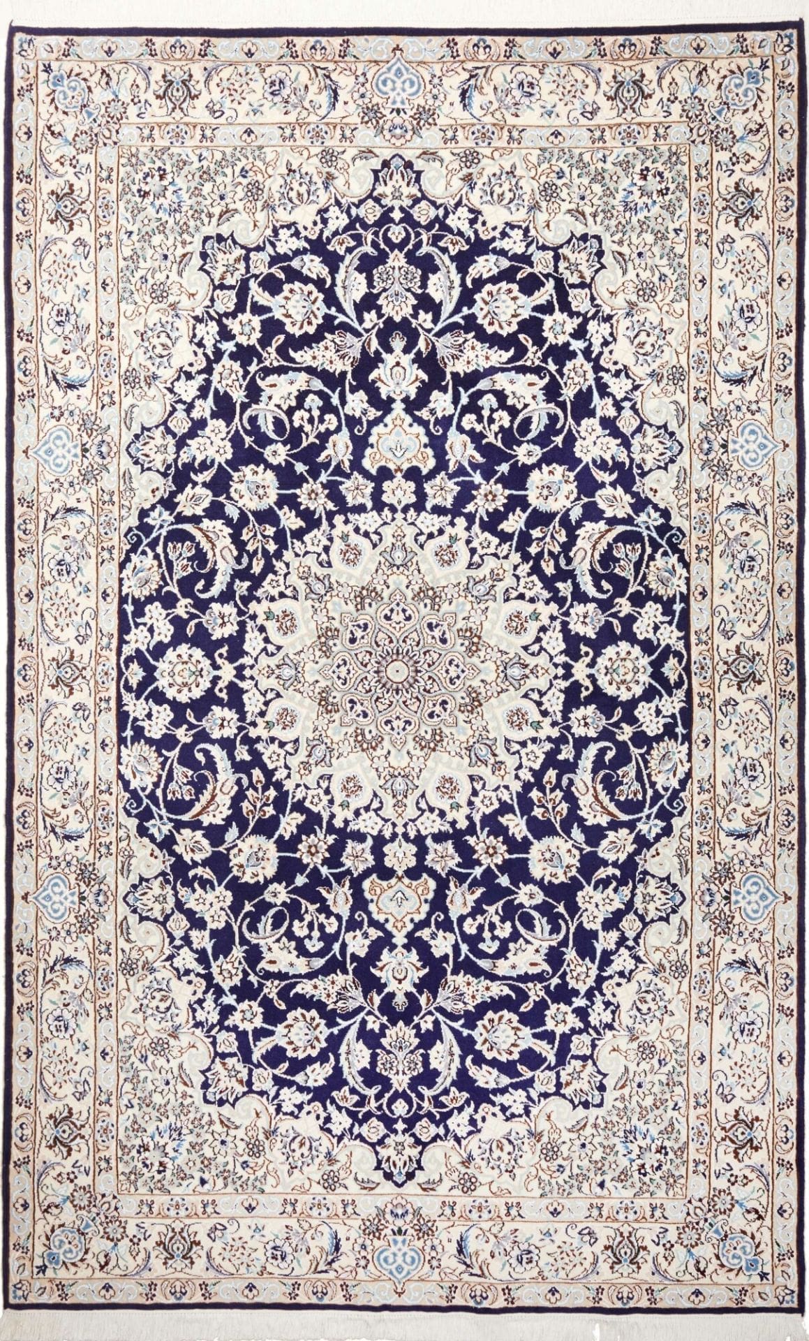 Nain Teppich 146 x 235 cm, florales Muster, handgeknüpft, Perserteppich