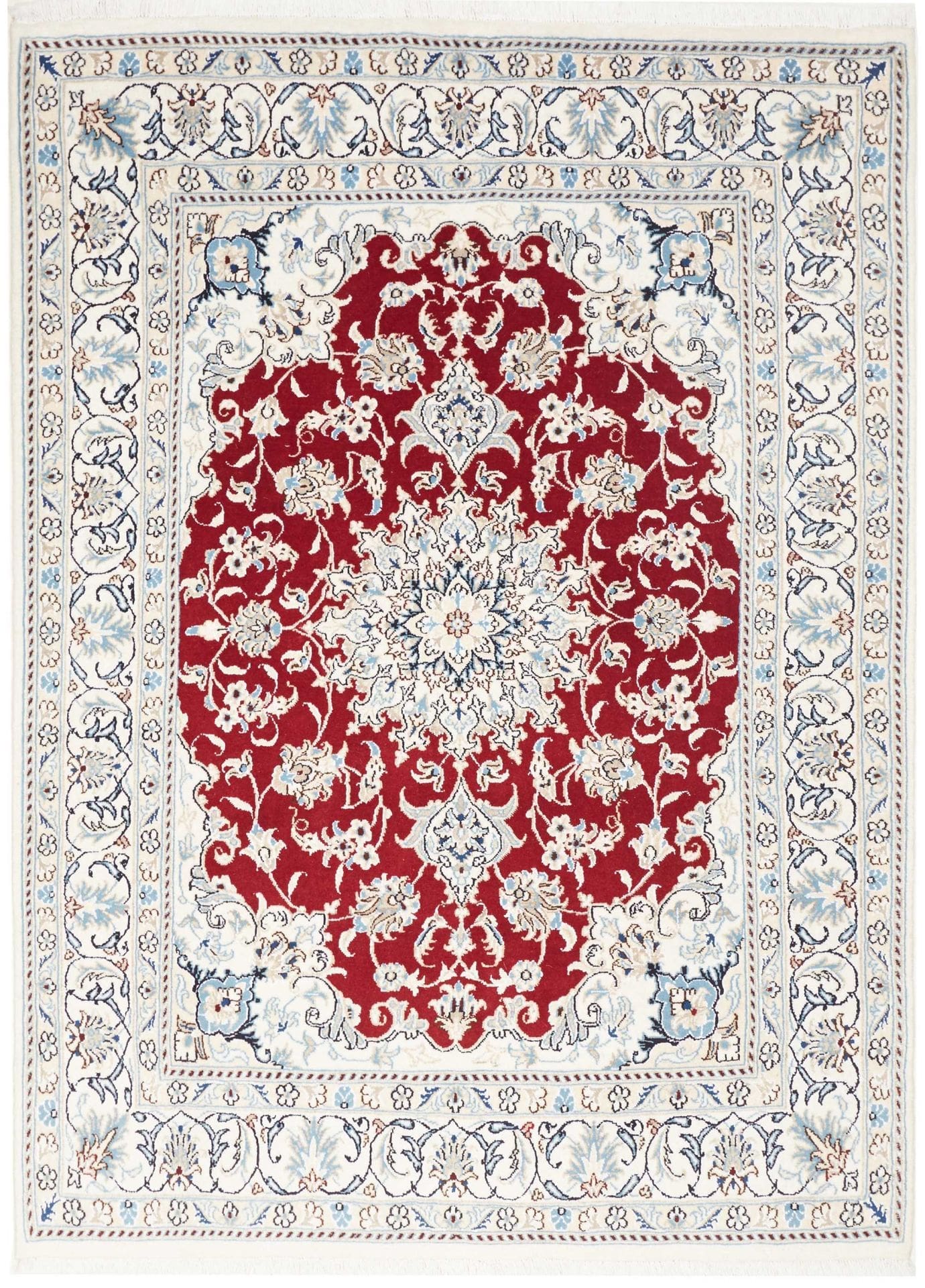 Nain Teppich 148 x 200cm, florales Muster, Schurwolle, handgeknüpft