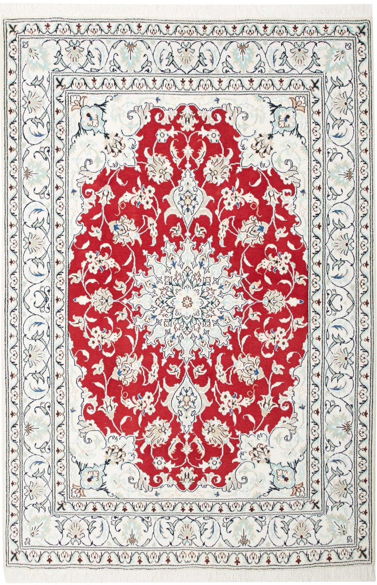 Nain Teppich 148 x 220cm, florale Muster, Schurwolle, handgeknüpft