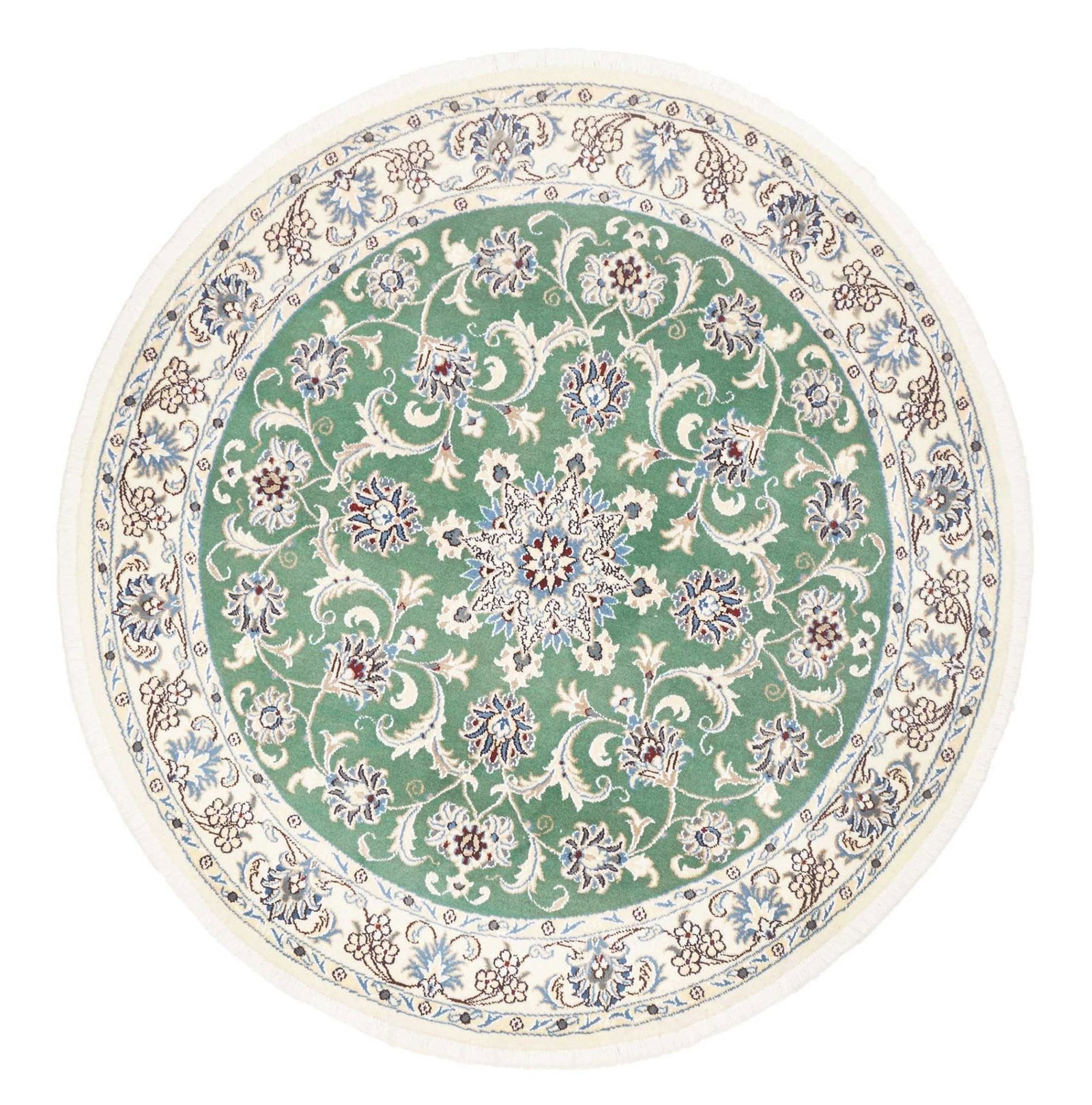 (Verkauft) Nain Teppich 150 x 153 cm, florale Muster, handgeknüpft