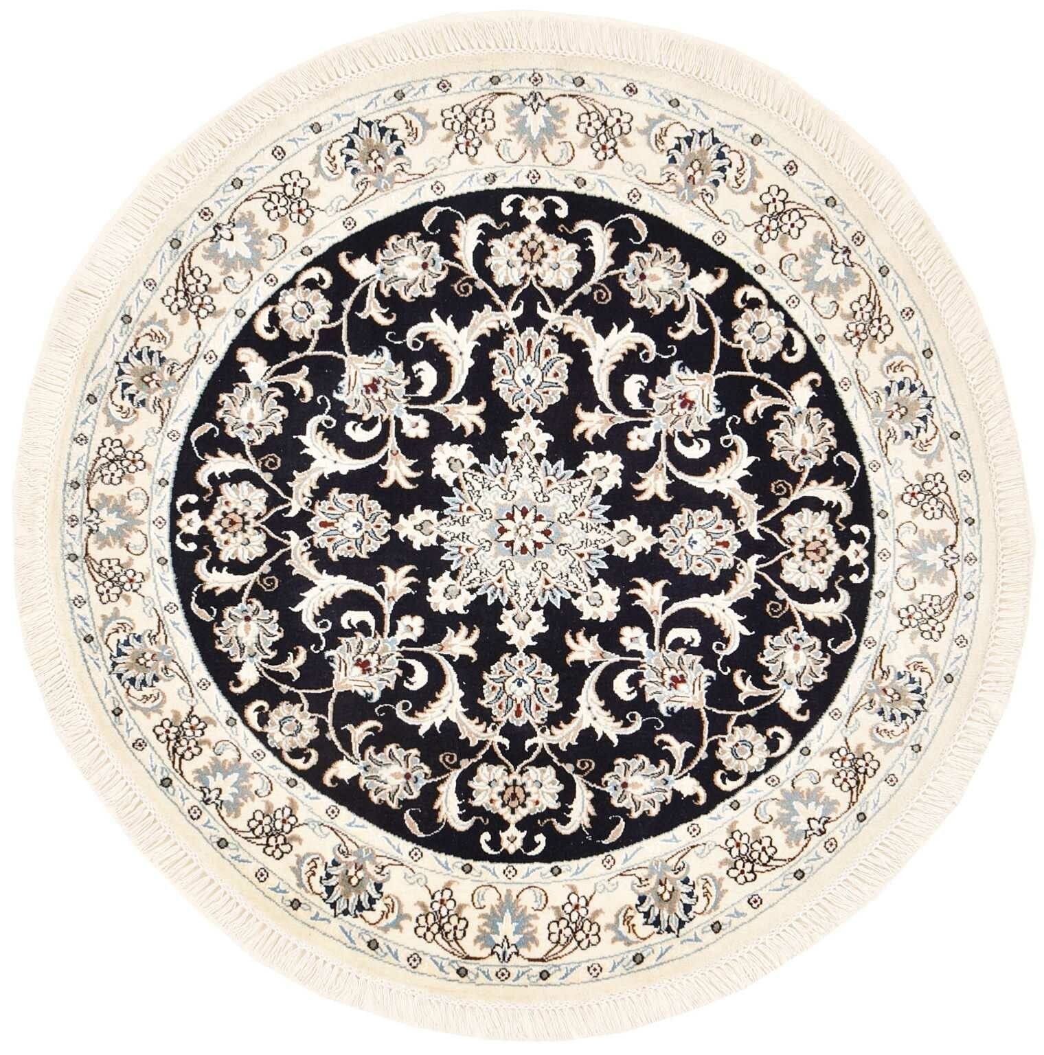 Nain Teppich 151 x 148 cm - florales Muster, Schurwolle, handgeknüpft