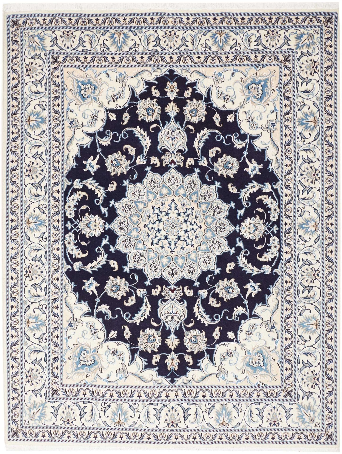 Nain Teppich 151 x 193cm, florale Muster, handgeknüpft, Perserteppich