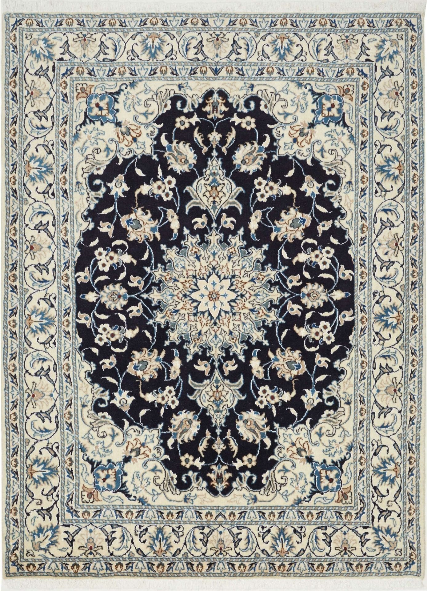 Nain Teppich 151 x 205cm, florales Muster, handgeknüpft, Perserteppich