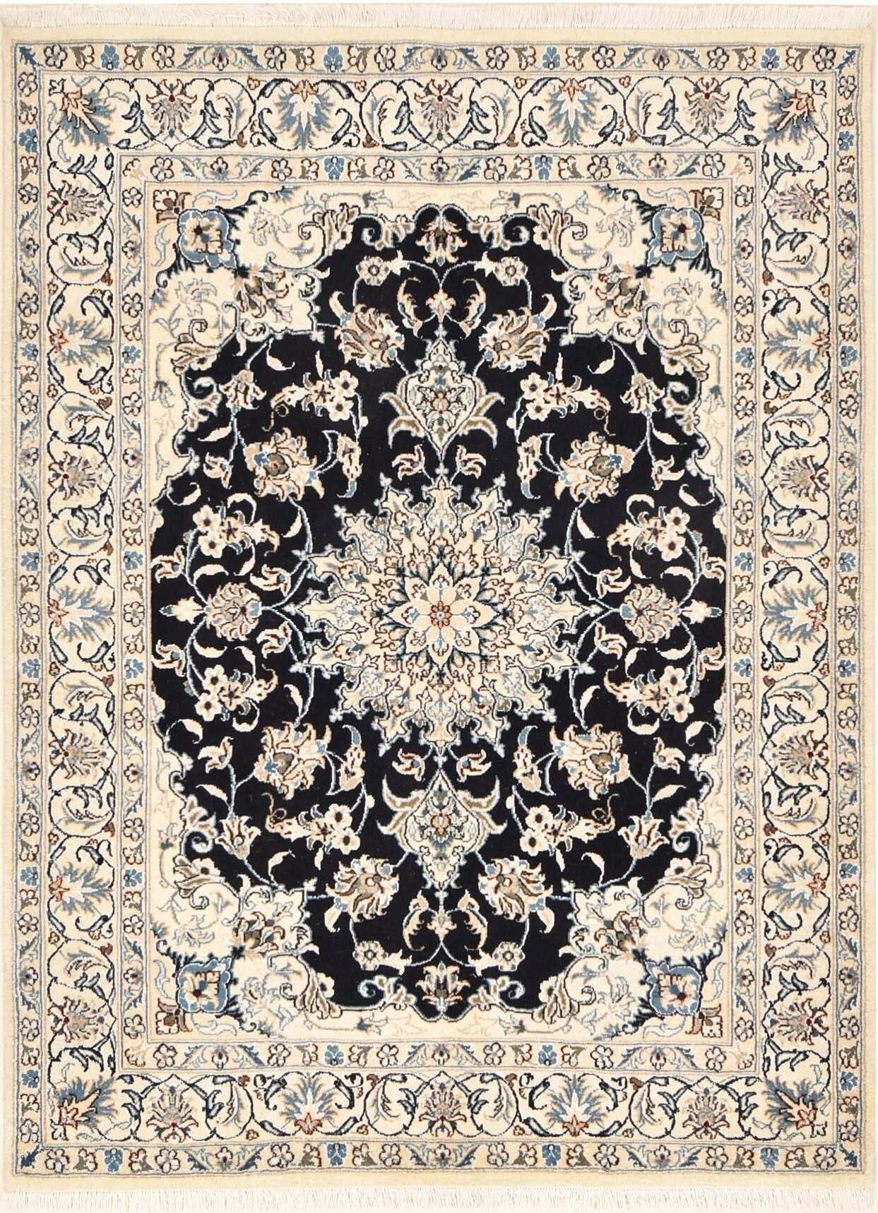 Nain Teppich 152 x 199 cm, florale Muster, Schurwolle, handgeknüpft