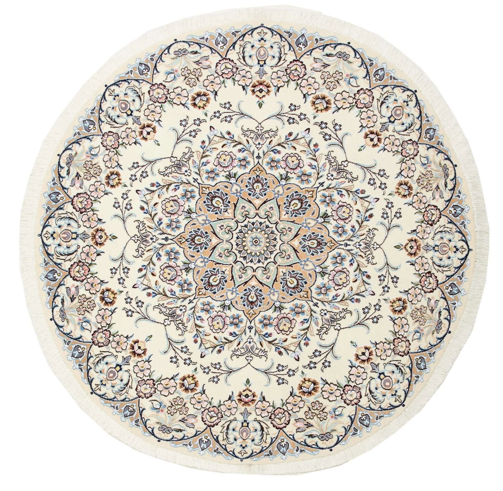 Nain Teppich 153 x 150cm, florale Muster, handgeknüpft, Perserteppich