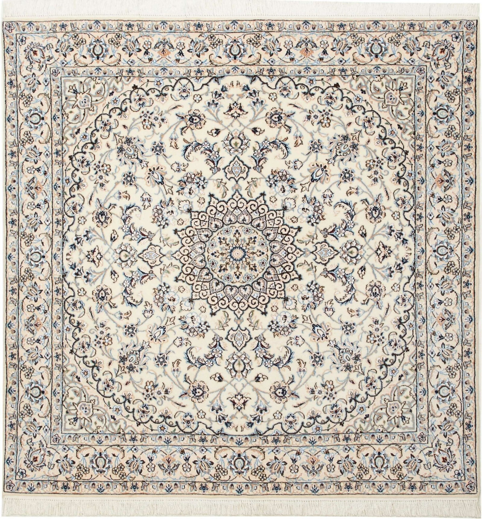 Nain Teppich 153 x 150cm, florales Muster, handgeknüpft, Perserteppich