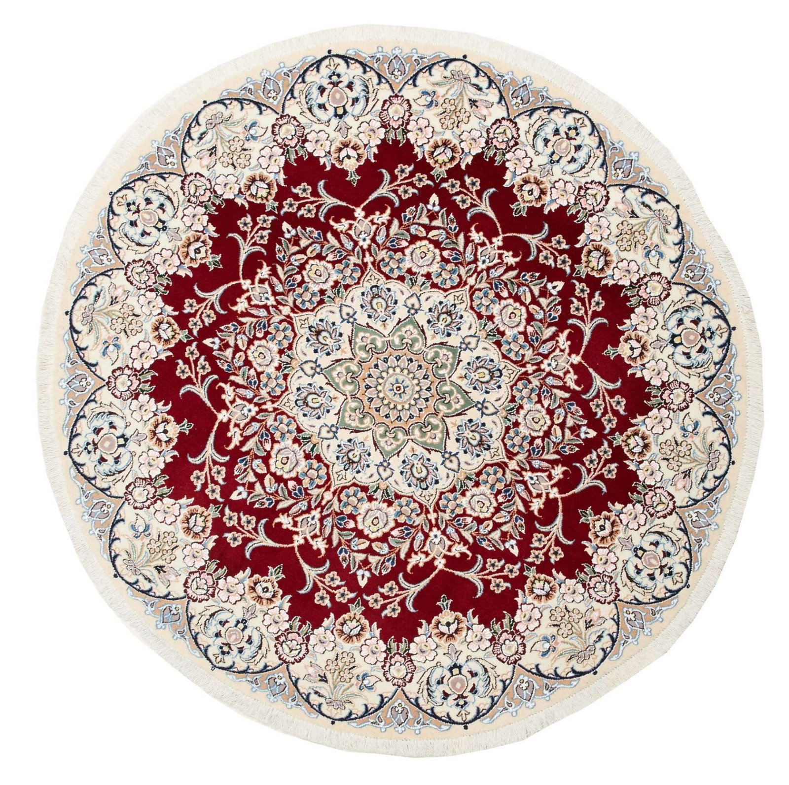 Nain Teppich 153 x 150cm, florales Muster, Schurwolle, handgeknüpft