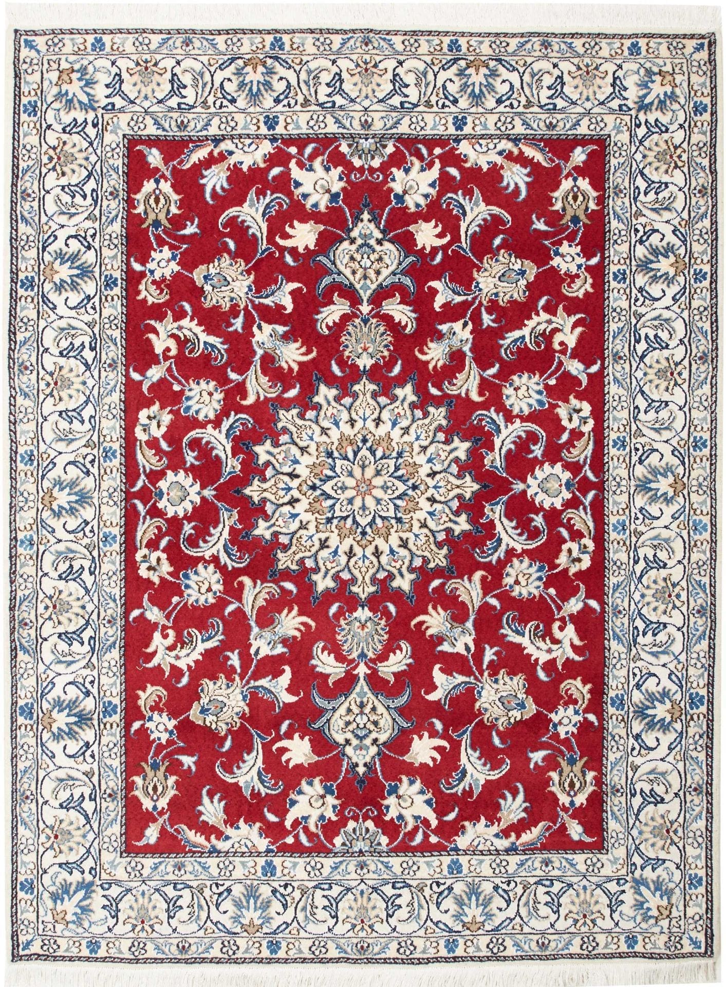 Nain Teppich 153 x 188 cm, florales Muster, handgeknüpft