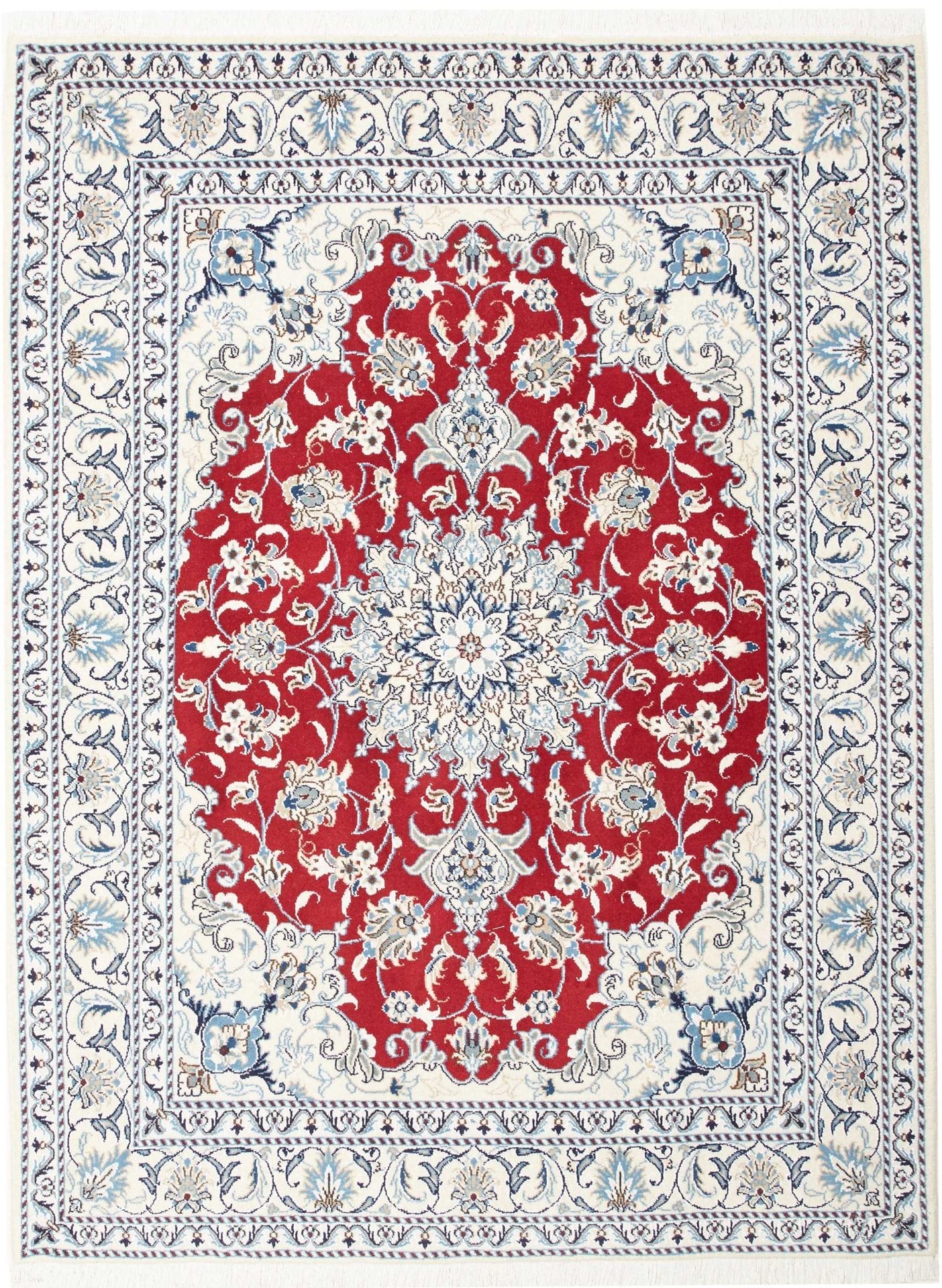 Nain Teppich 153 x 196 cm, florales Design, handgeknüpft