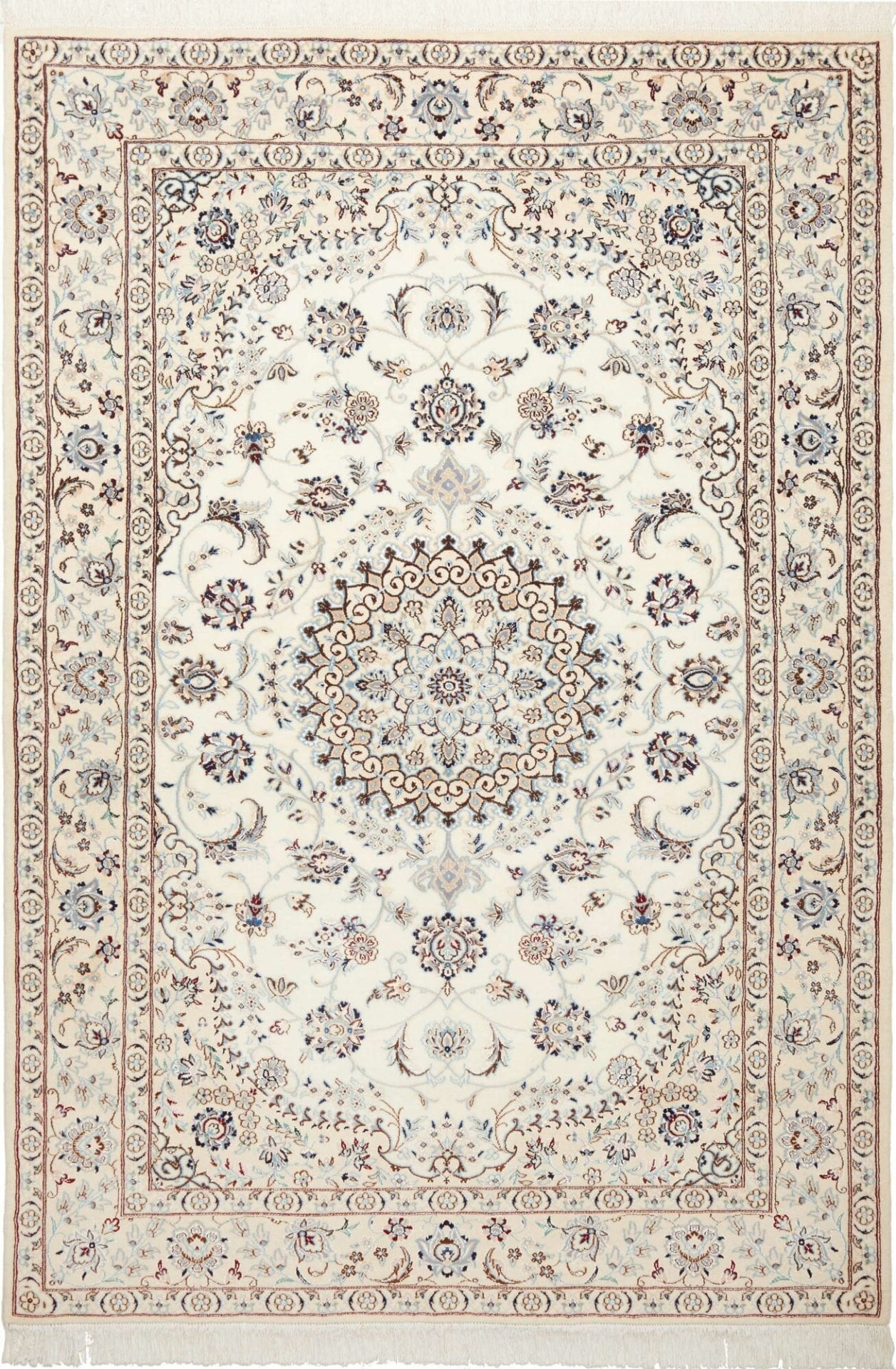 Nain Teppich 153 x 202 cm, florales Design, Schurwolle, handgeknüpft