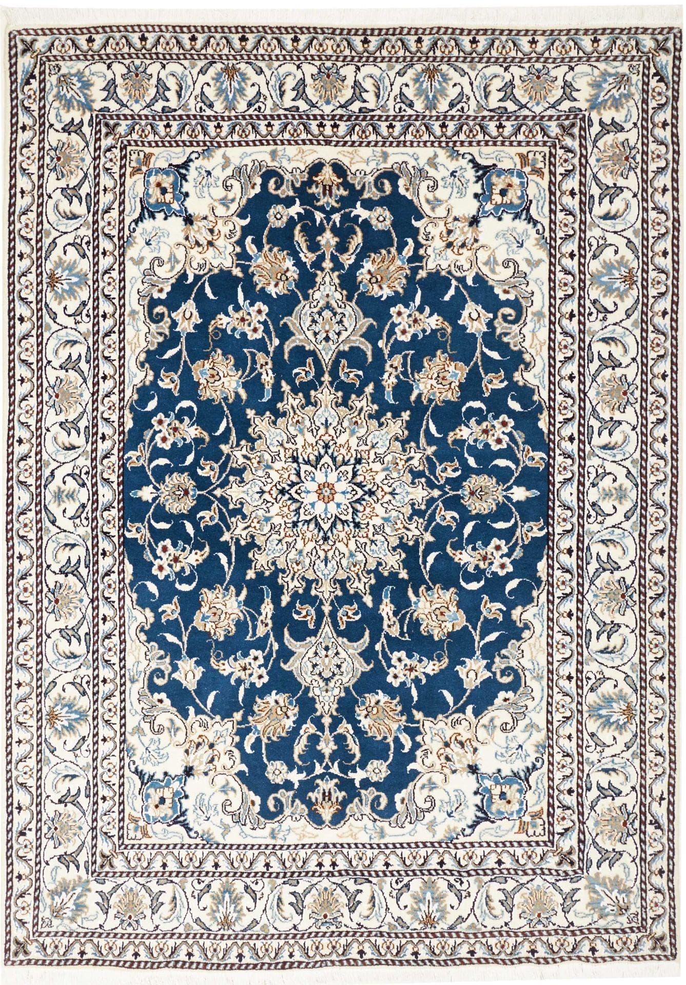 Nain Teppich 153 x 210 cm, florale Muster, handgeknüpft, Perserteppich