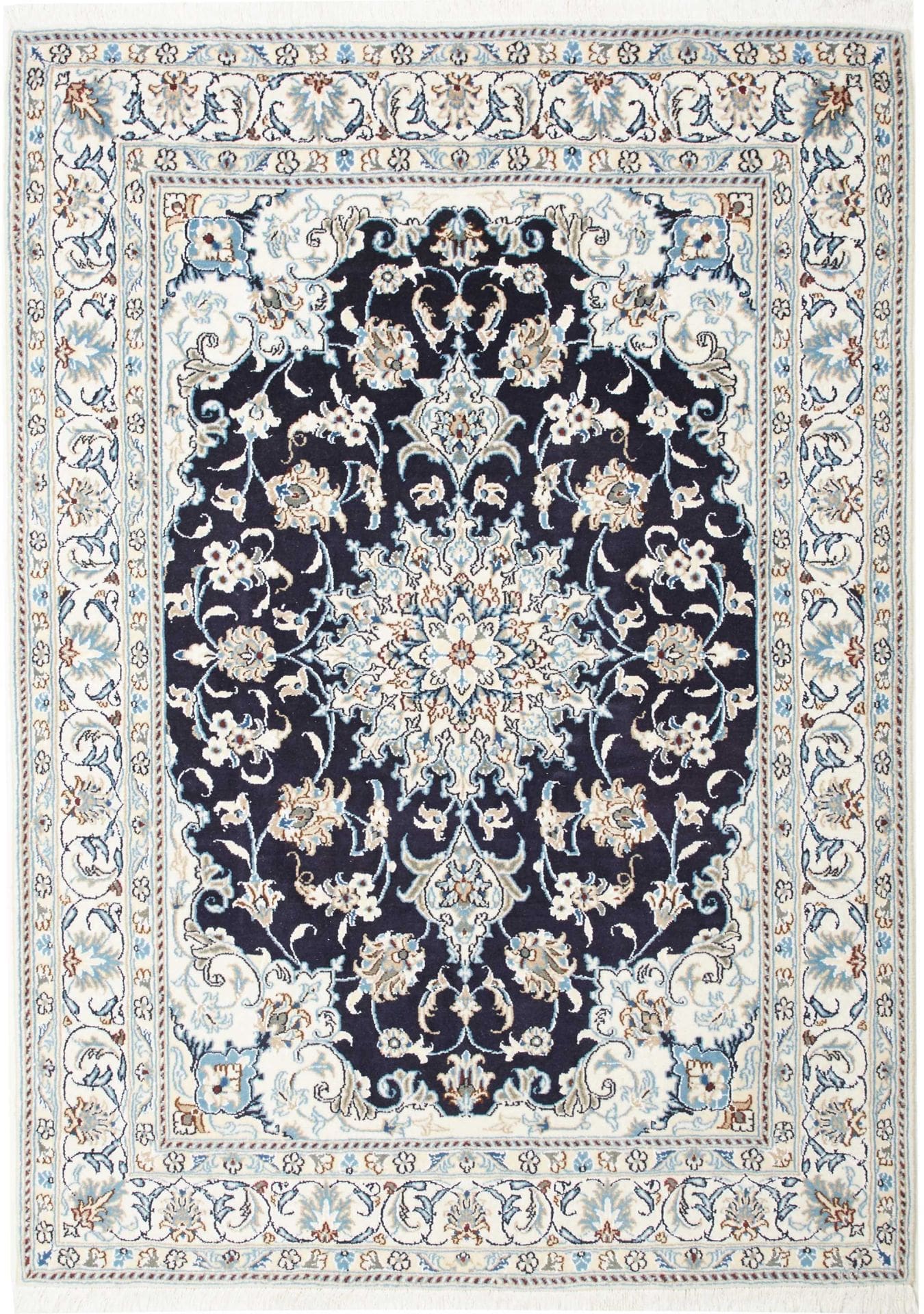 Nain Teppich 153 x 212 cm, florales Muster, handgeknüpft