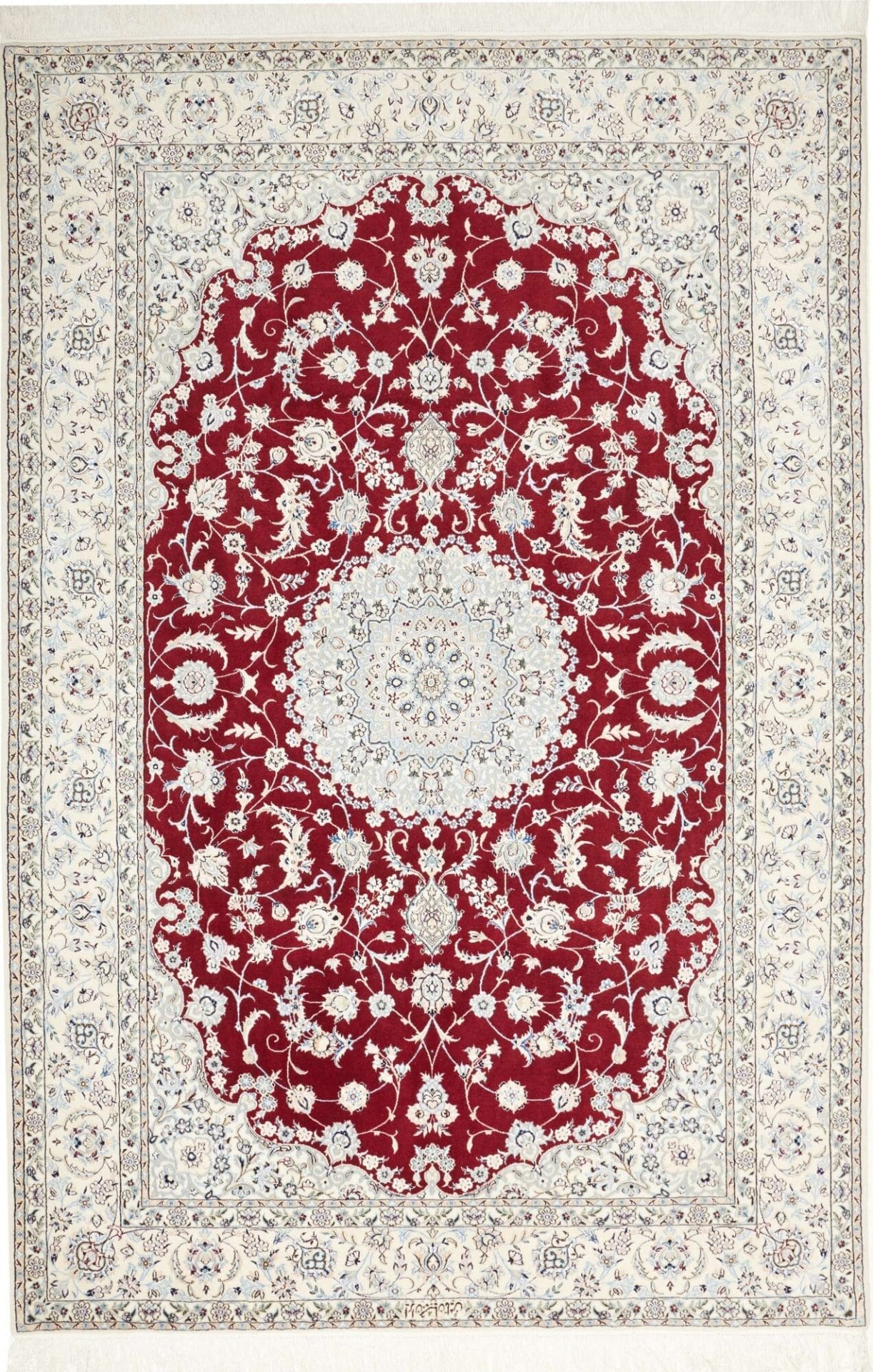 Nain Teppich 153 x 230cm, florales Muster, handgeknüpft, Perserteppich