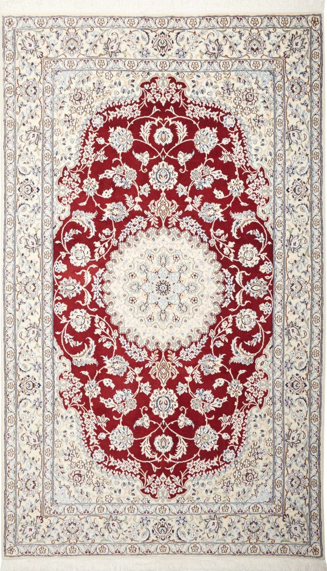 Nain Teppich 153 x 256 cm, florales Muster, handgeknüpft