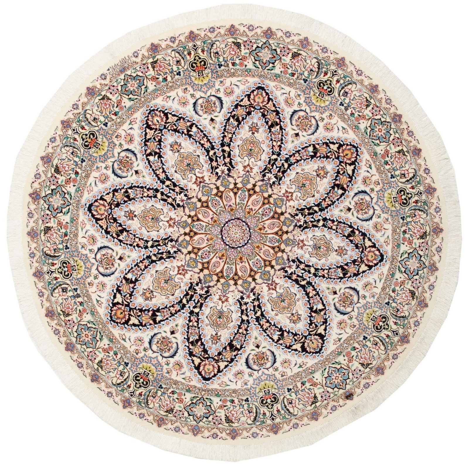 Nain Teppich 155 x 152cm, florales Muster, handgeknüpft