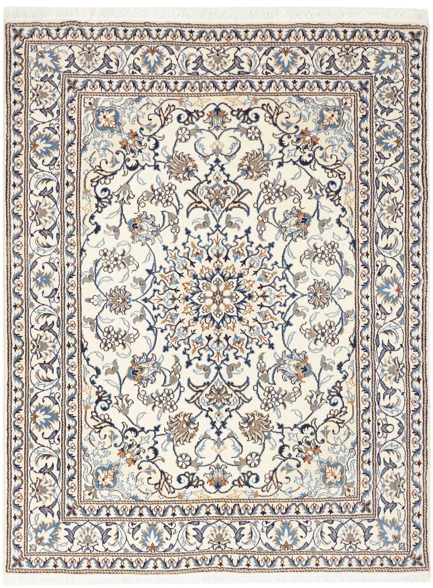 Nain Teppich 155 x 198cm, florale Muster, handgeknüpft, Perserteppich