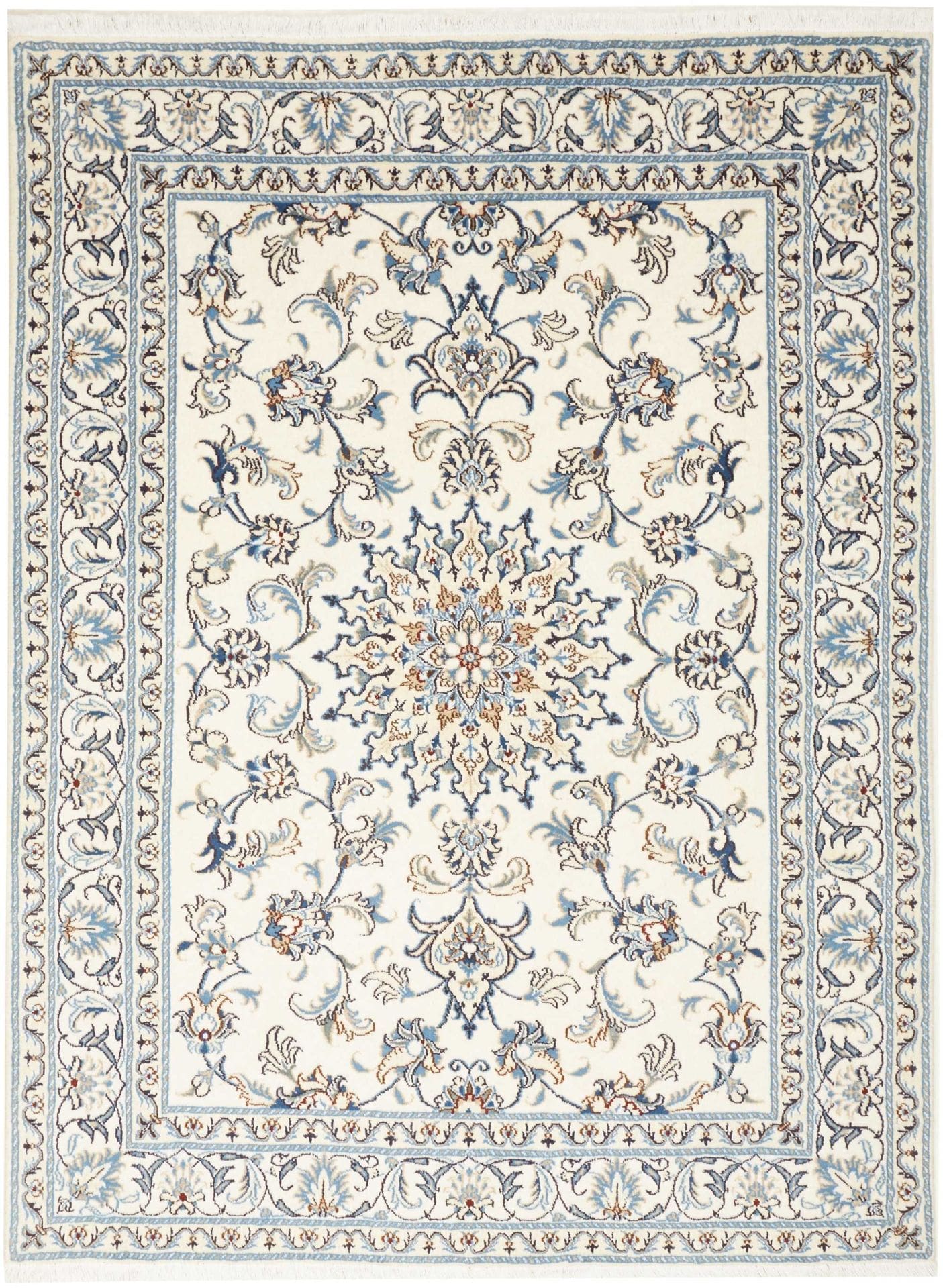 Nain Teppich 155 x 202 cm, florale Muster, handgeknüpft