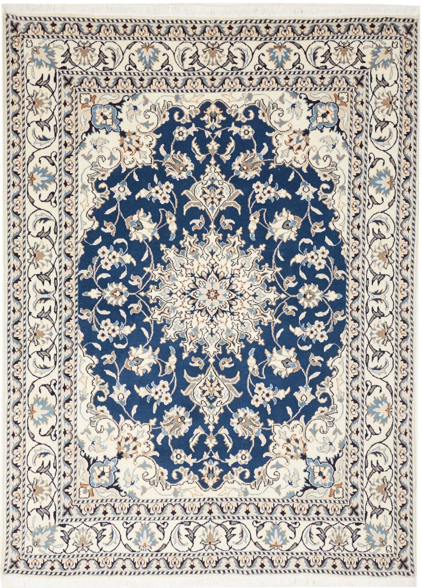 Nain Teppich 156 x 207cm, florale Muster, handgeknüpft, Perserteppich