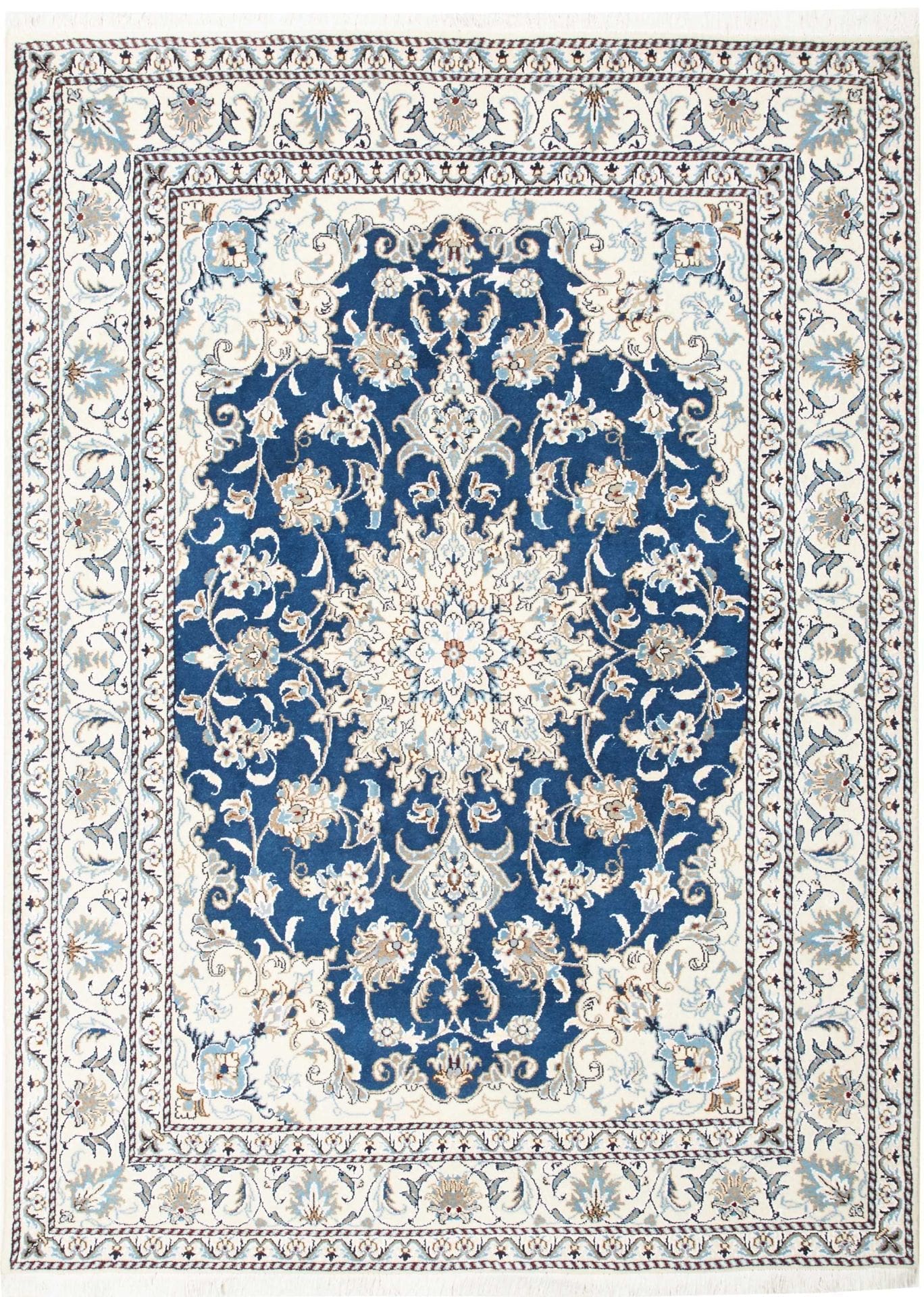 Nain Teppich 156 x 210 cm, florale Muster, handgeknüpft, Perserteppich