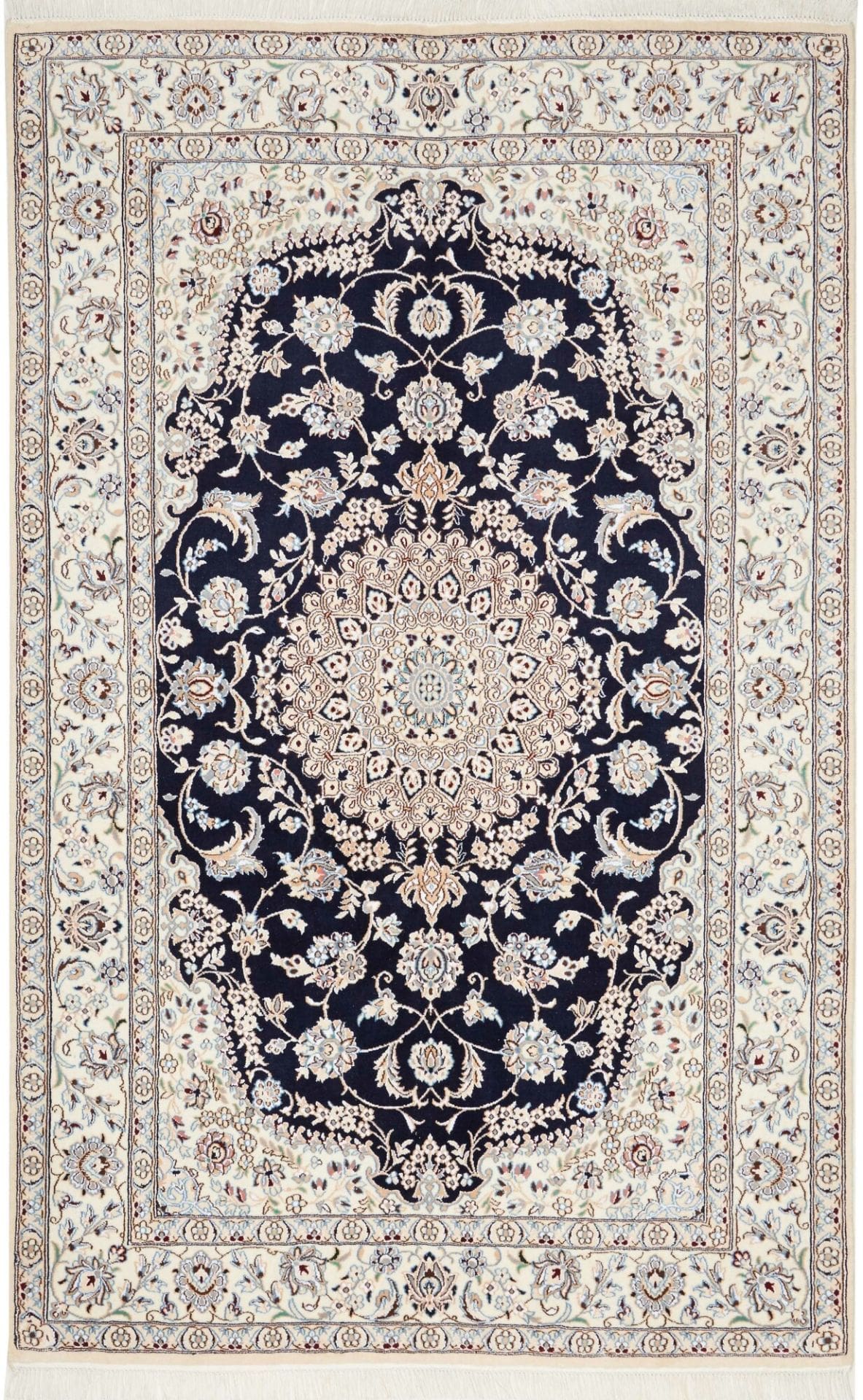 Nain Teppich 157 x 244 cm, florales Muster, handgeknüpft, Perserteppich