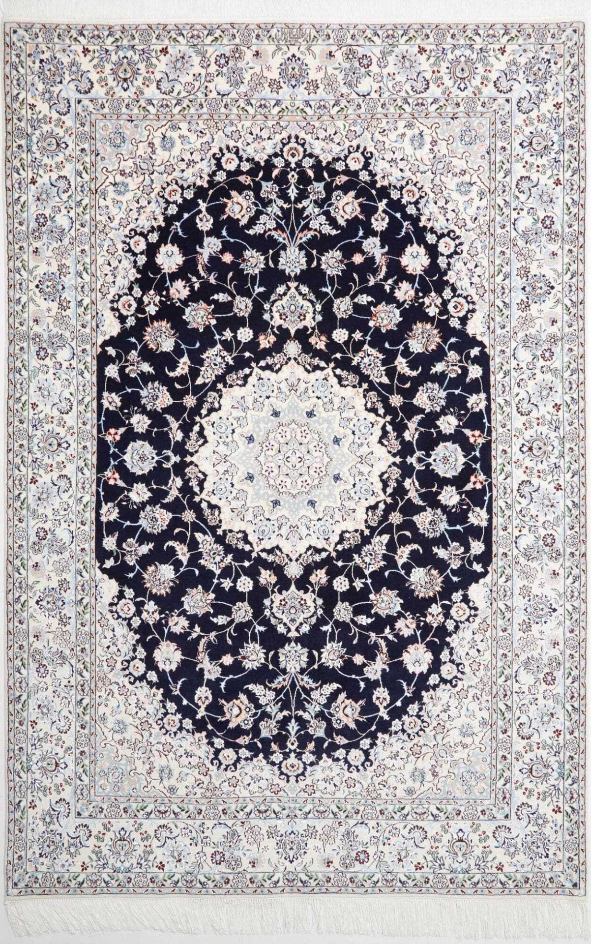 Nain Teppich 160 x 237 cm, florale Muster, handgeknüpft, Perserteppich