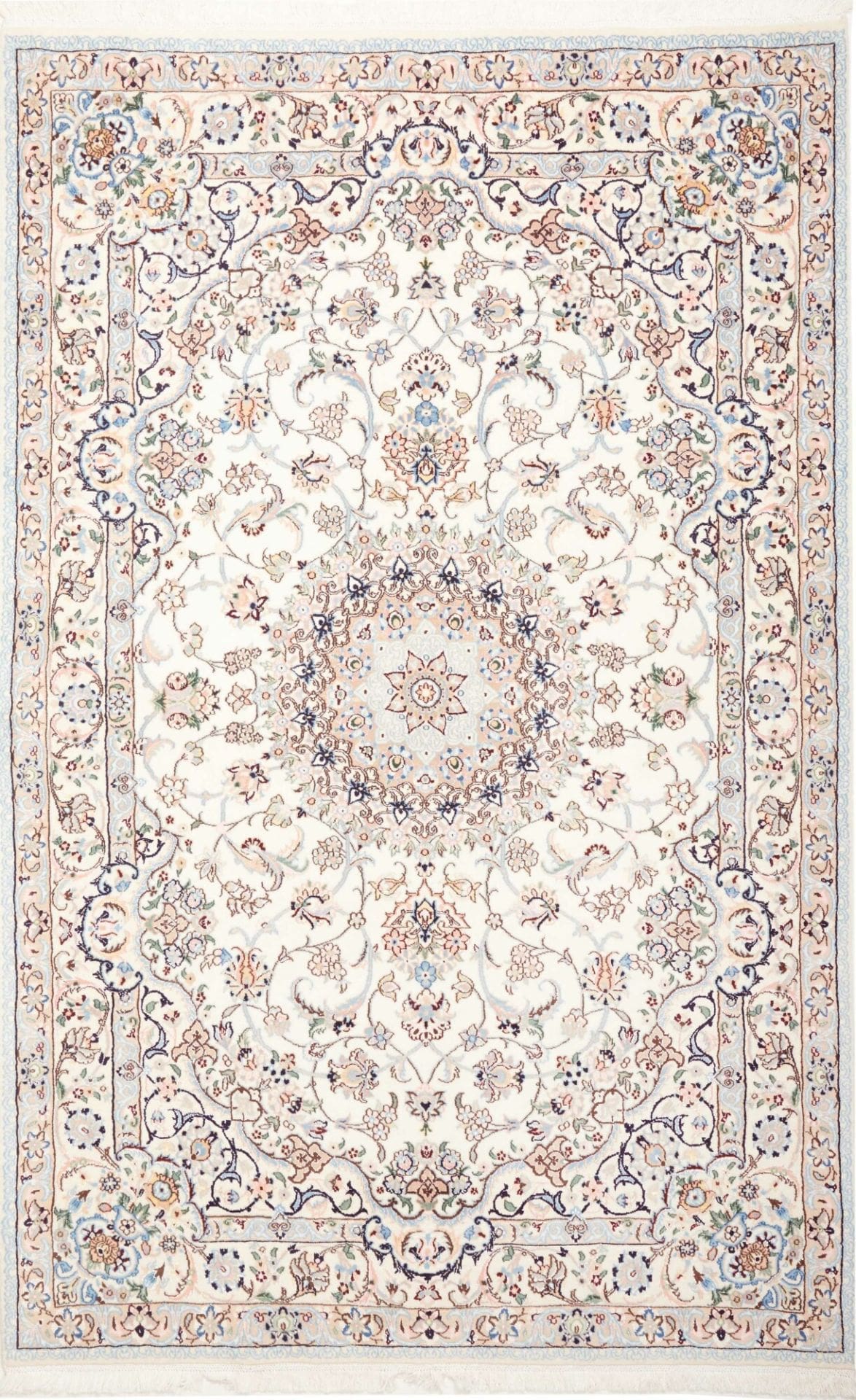 Nain Teppich 160 x 247cm, florales Muster, handgeknüpft, Perserteppich