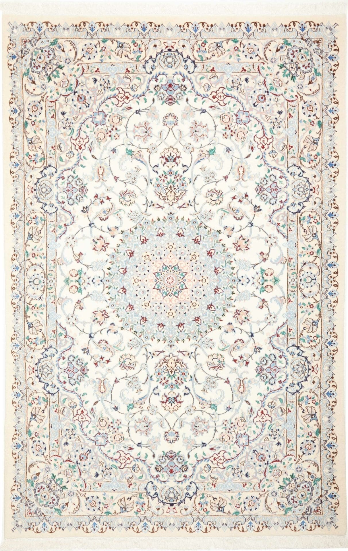 Nain Teppich 161 x 245 cm, florales Muster, handgeknüpft, Perserteppich