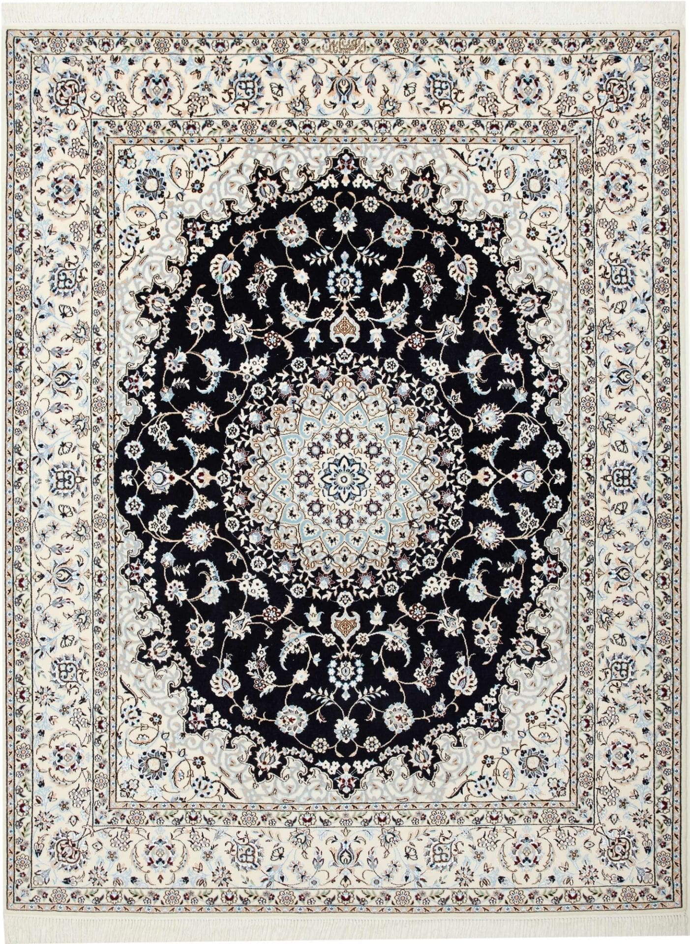 Nain Teppich 162 x 205cm, florales Muster, handgeknüpft, Perserteppich