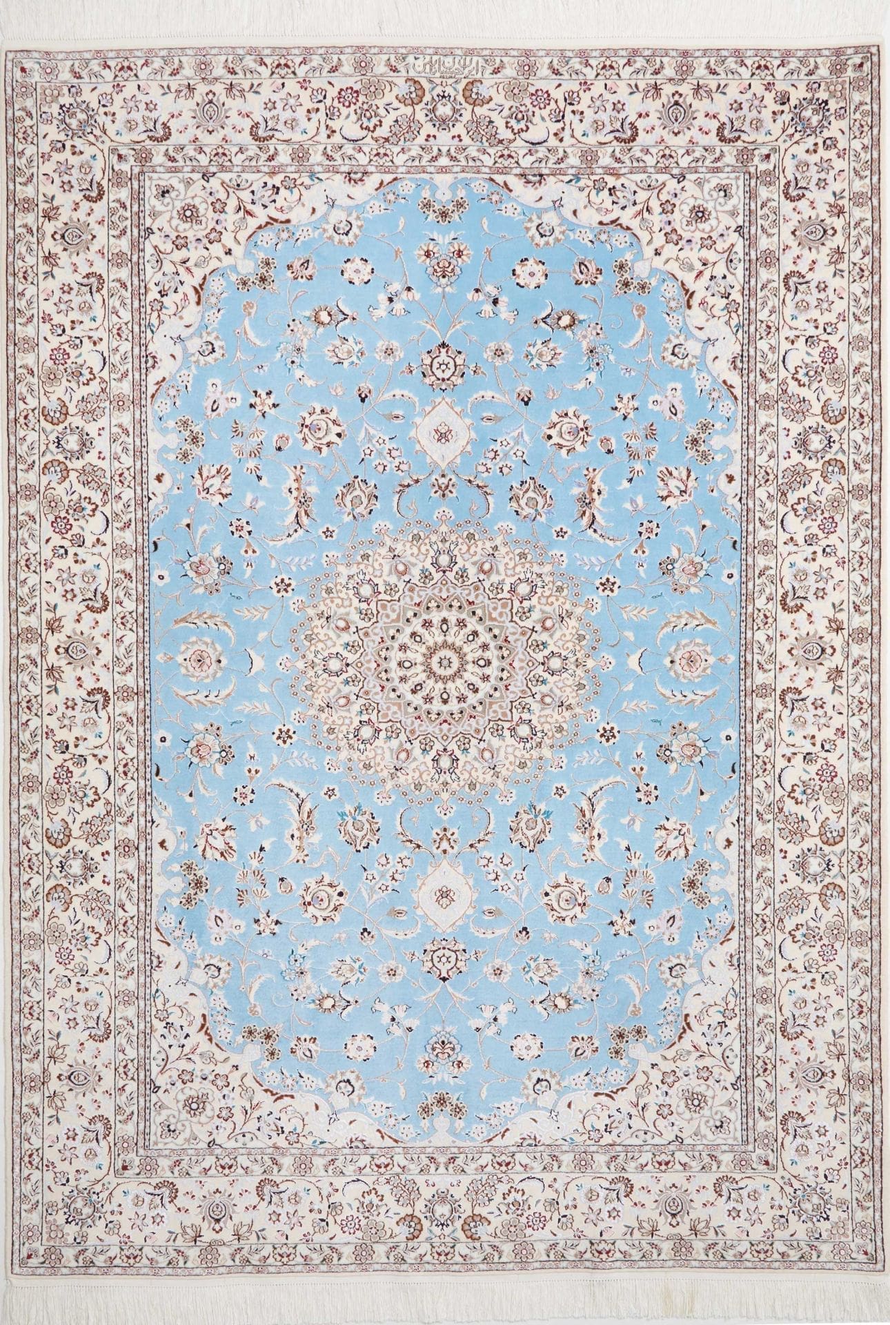 Nain Teppich 163 x 222 cm, florale Muster, handgeknüpft, Perserteppich