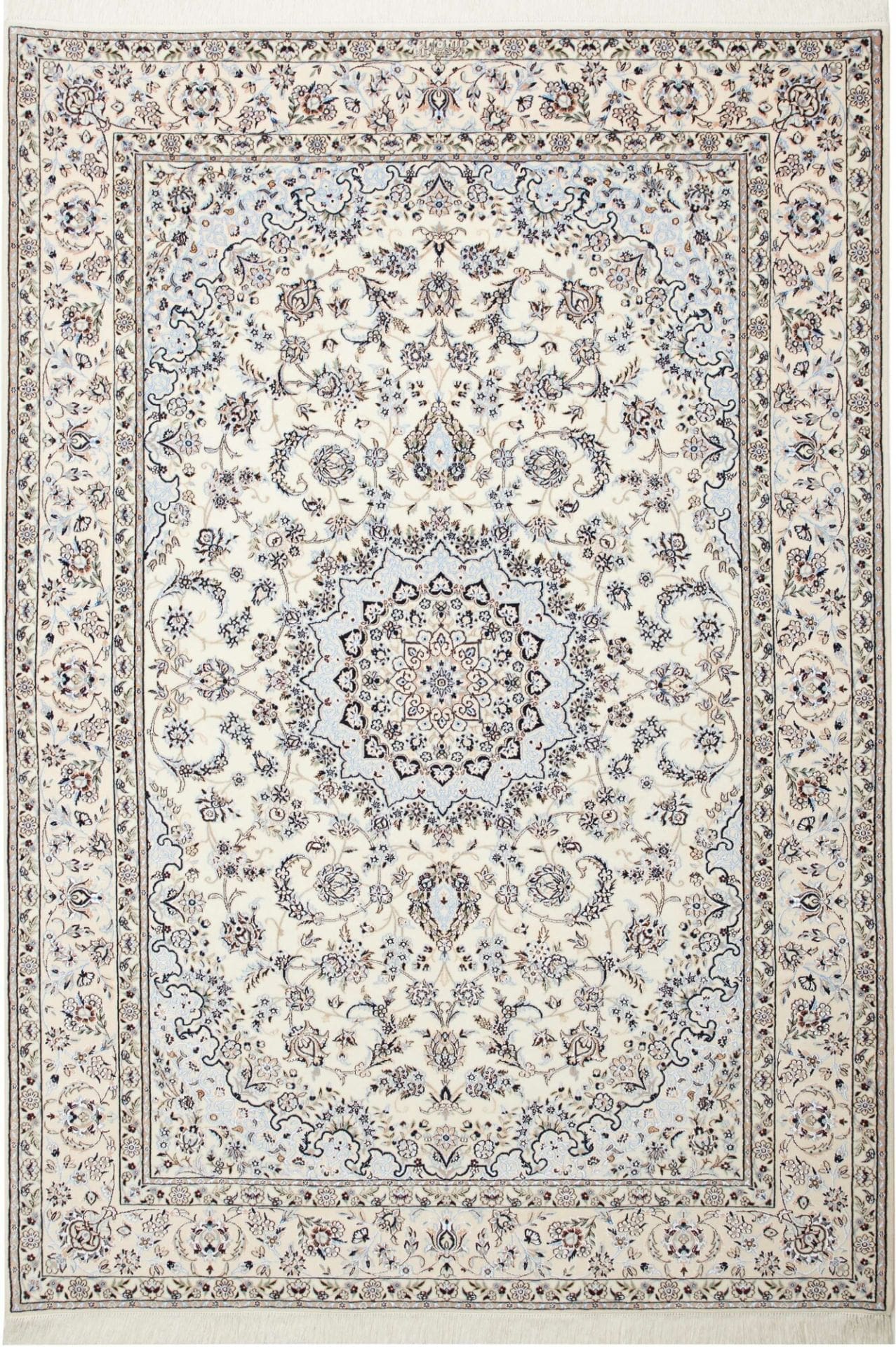 Nain Teppich 163 x 231 cm, florales Muster, handgeknüpft, Perserteppich