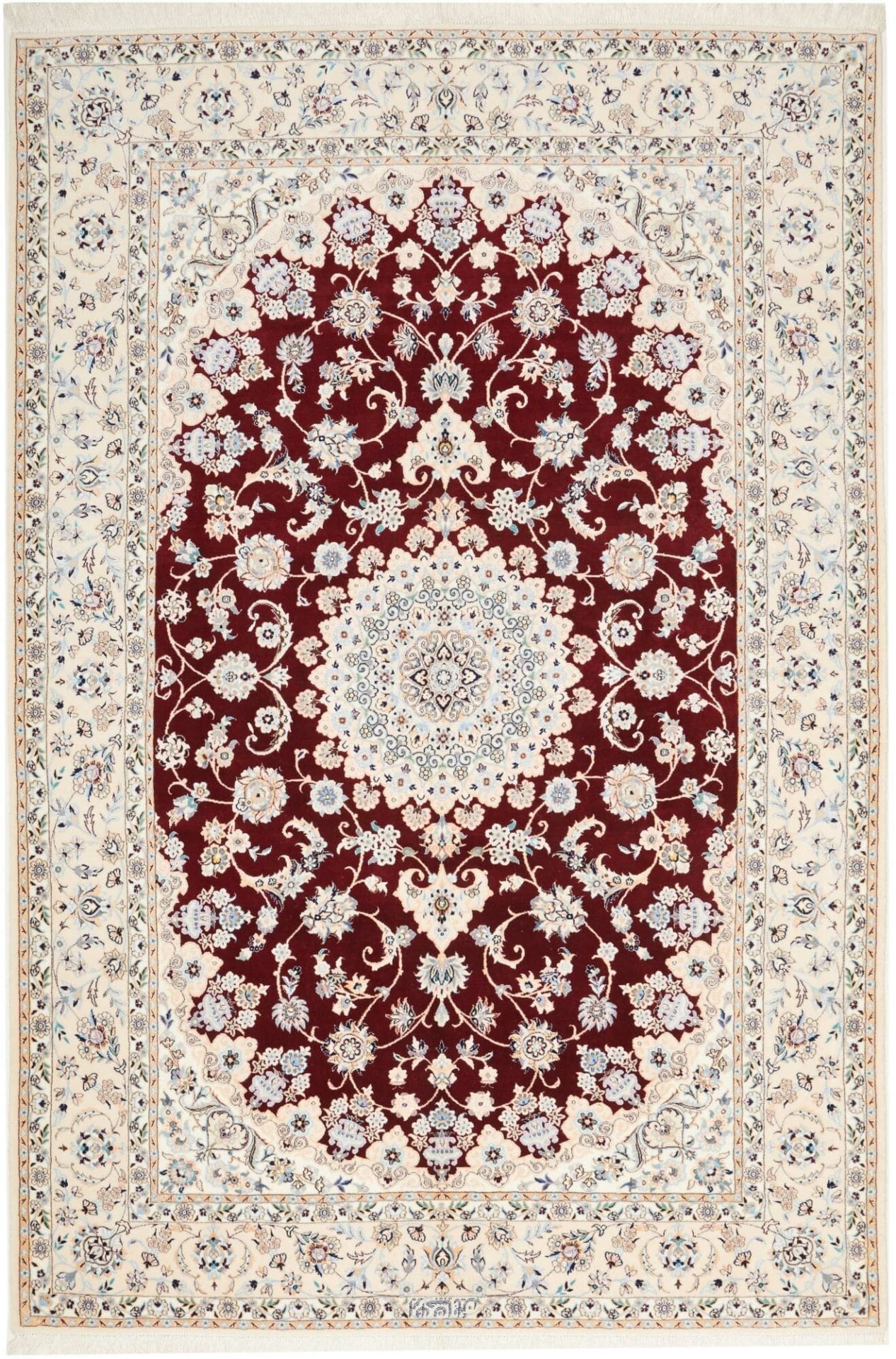 Nain Teppich 163 x 240 cm, florales Design, handgeknüpft, Perserteppich