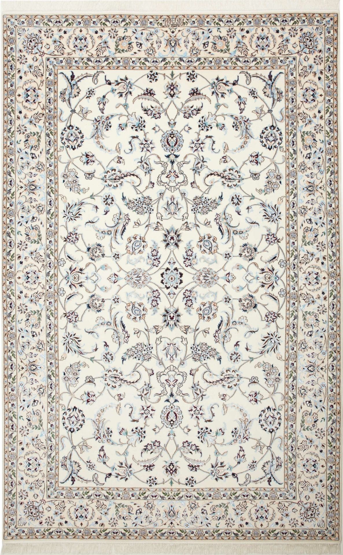 Nain Teppich 163 x 255 cm, florale Muster, handgeknüpft, Perserteppich