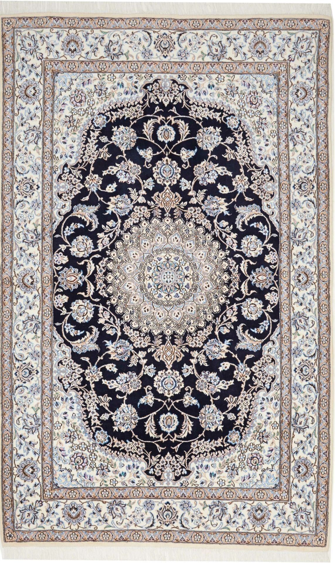 Nain Teppich 163 x 261 cm, handgeknüpft, florale Muster, Perserteppich