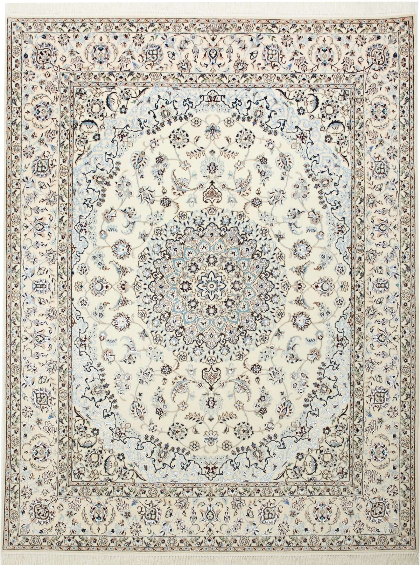 Nain Teppich 165 x 210 cm, florales Muster, handgeknüpft, Perserteppich