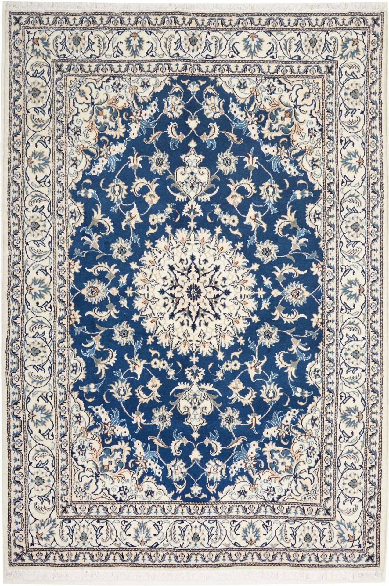 Nain Teppich 166 x 245cm, florales Muster, handgeknüpft, Perserteppich