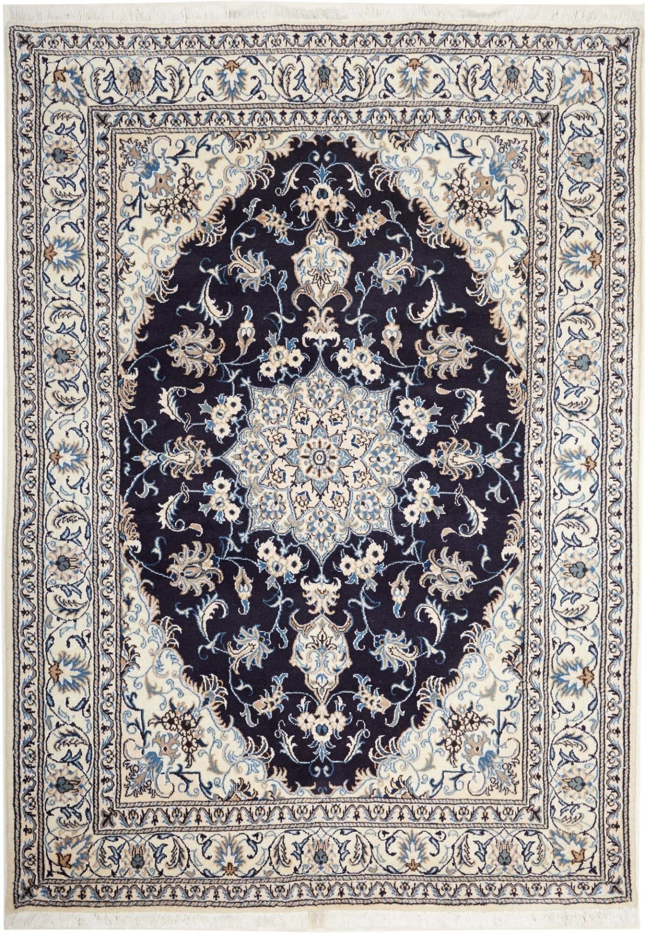 Nain Teppich 168 x 238 cm, florale Muster, handgeknüpft, Perserteppich