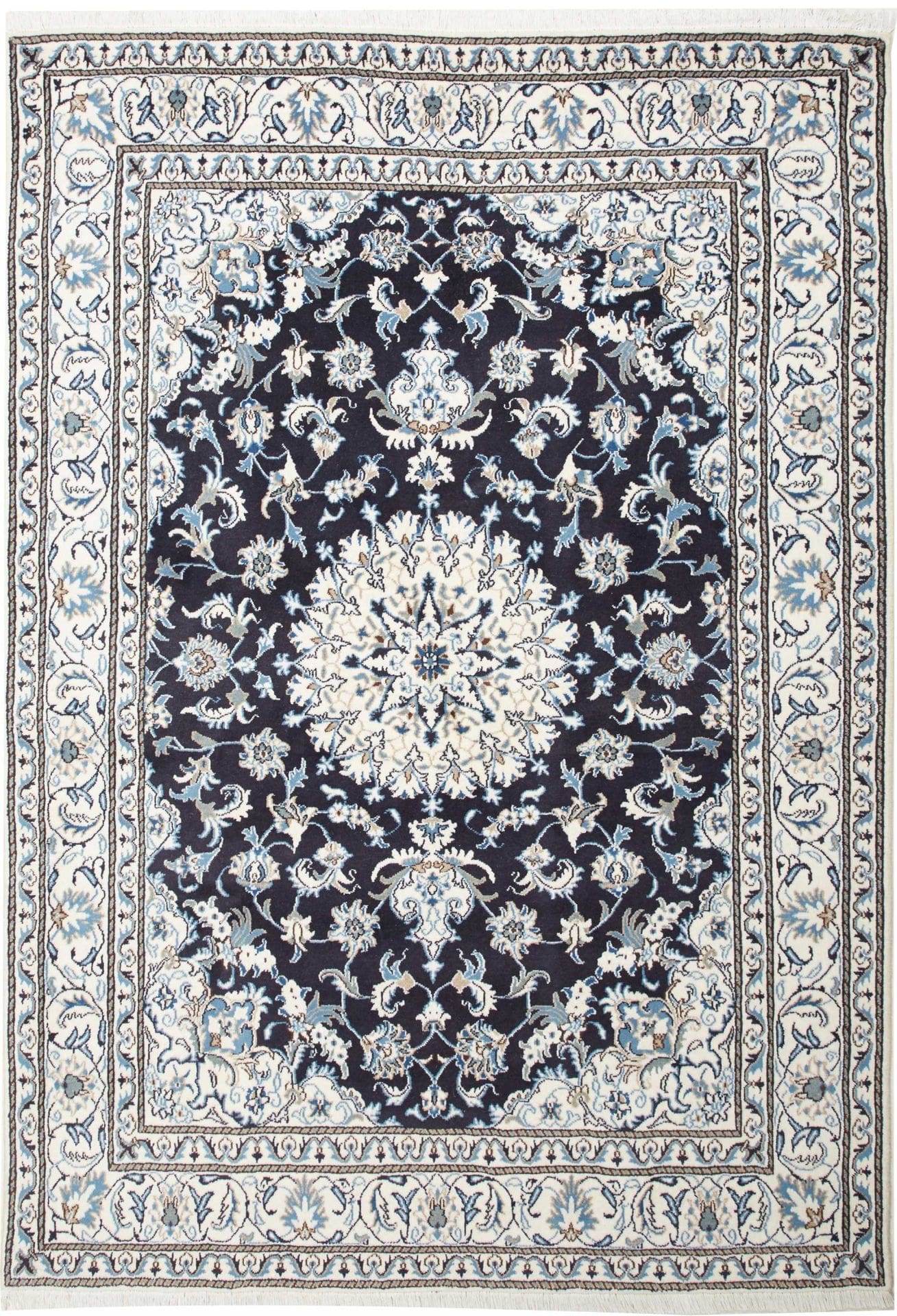 Nain Teppich 168 x 245 cm, florale Muster, handgeknüpft, Perserteppich