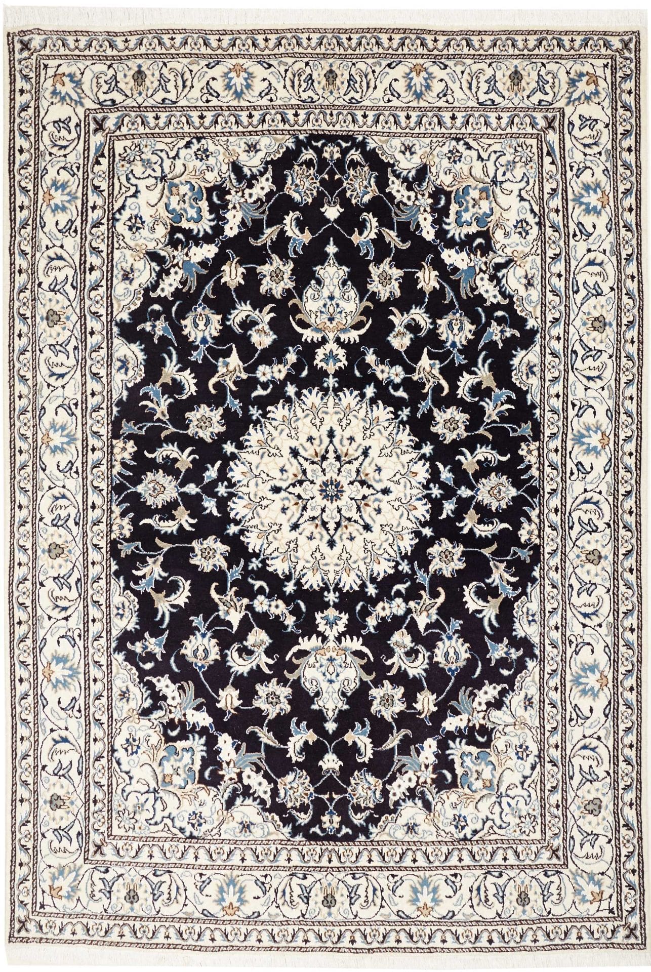 Nain Teppich 168 x 245cm, florale Muster, Schurwolle, handgeknüpft