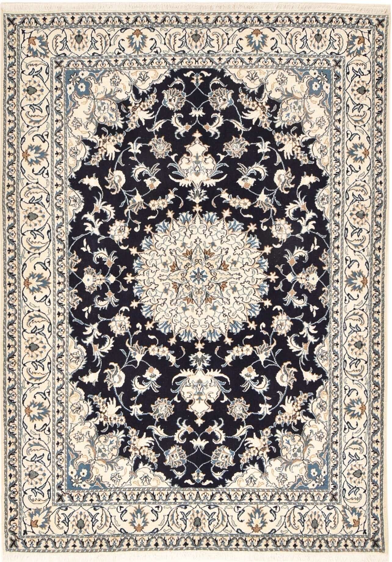 Nain Teppich 169 x 233 cm, handgeknüpft, florale Muster, Perserteppich