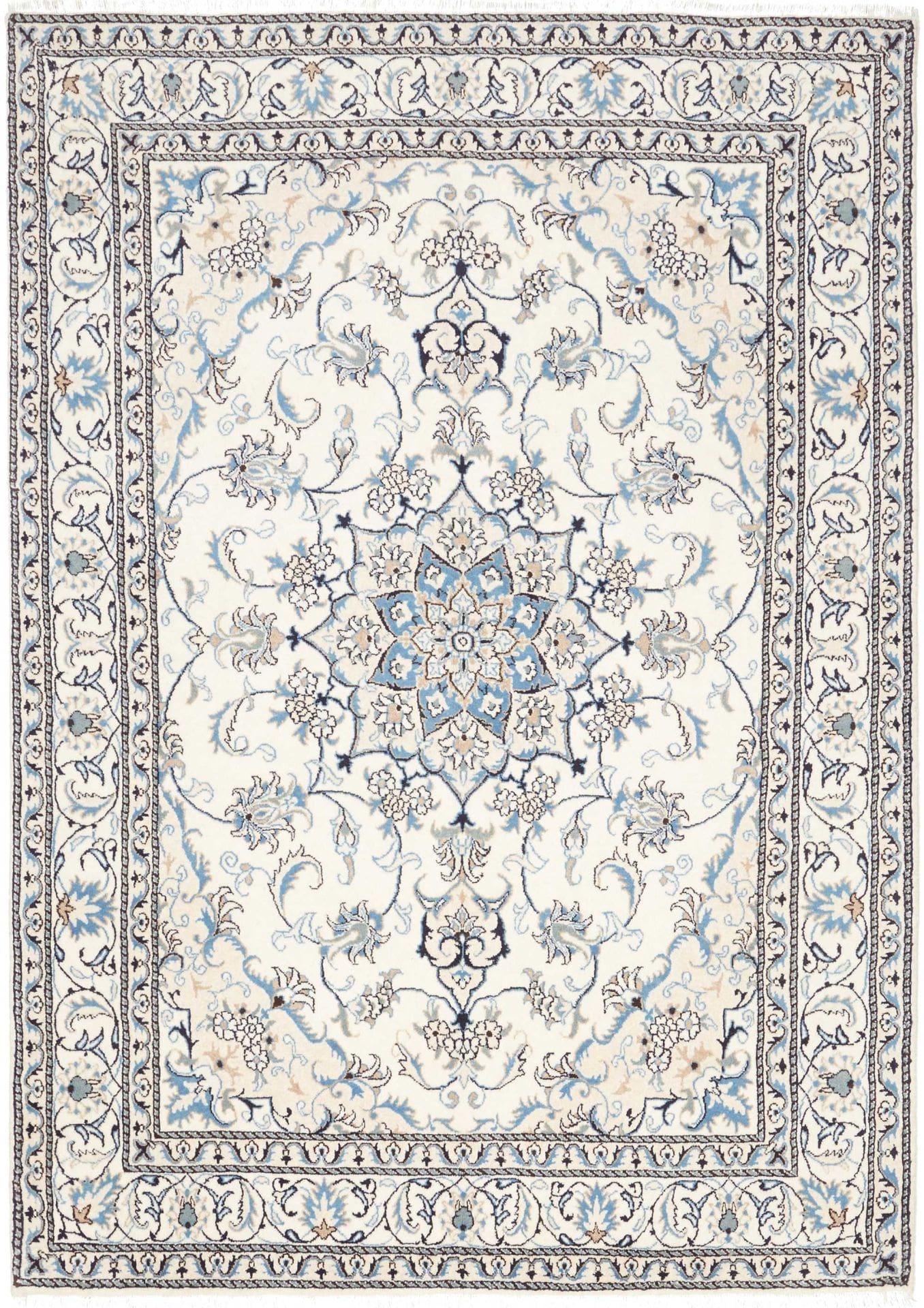 Nain Teppich 170 x 235 cm, florales Design, handgeknüpft, Perserteppich