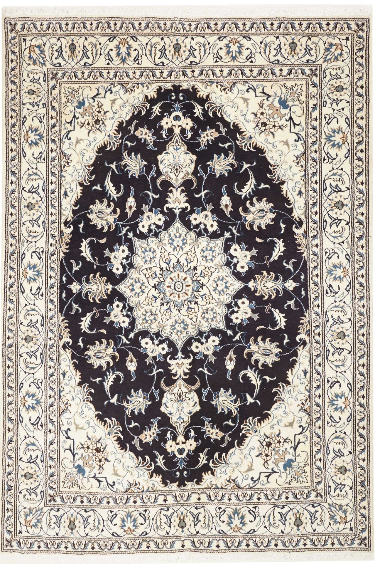 Nain Teppich 170 x 242 cm, florales Design, handgeknüpft