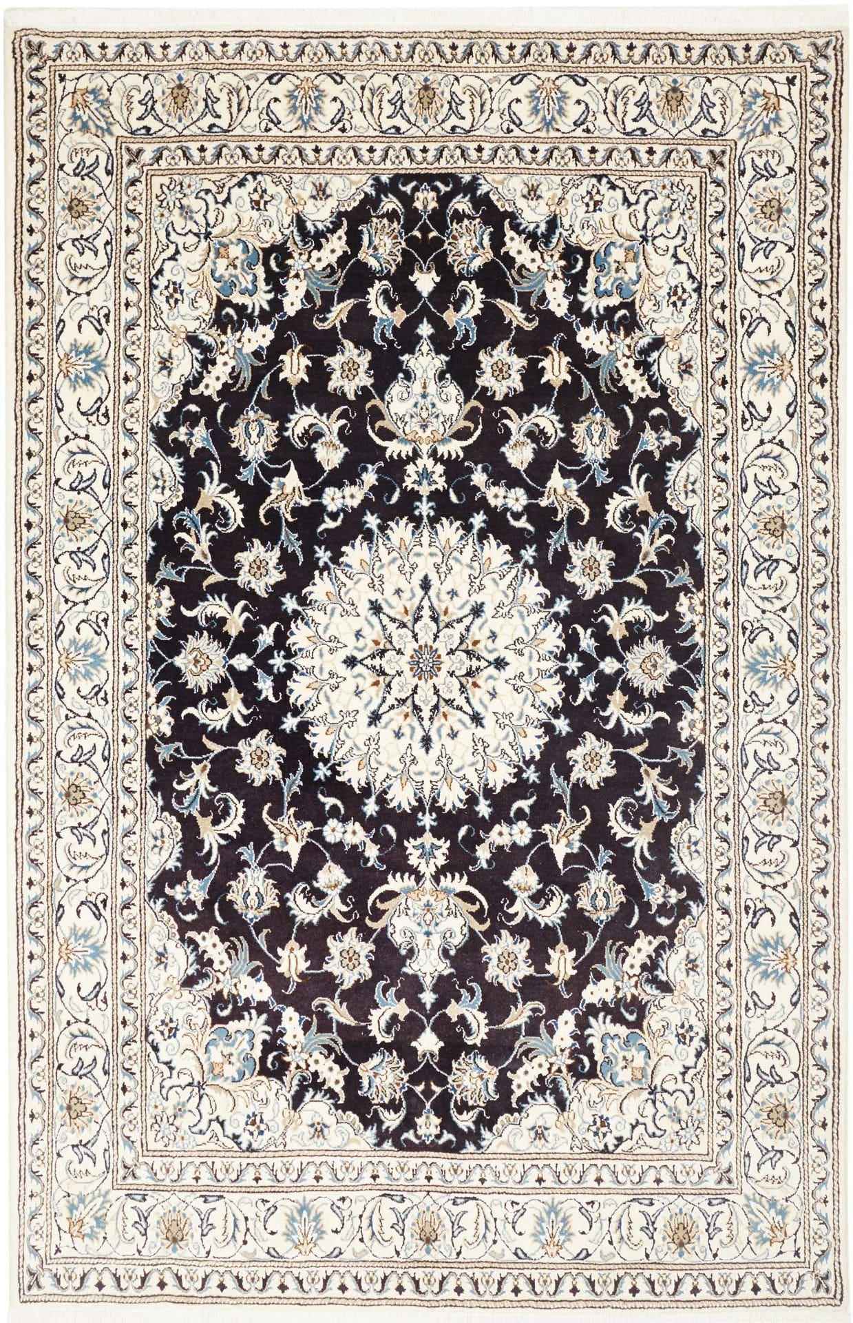 Nain Teppich 171 x 256cm, florale Muster, Schurwolle, handgeknüpft