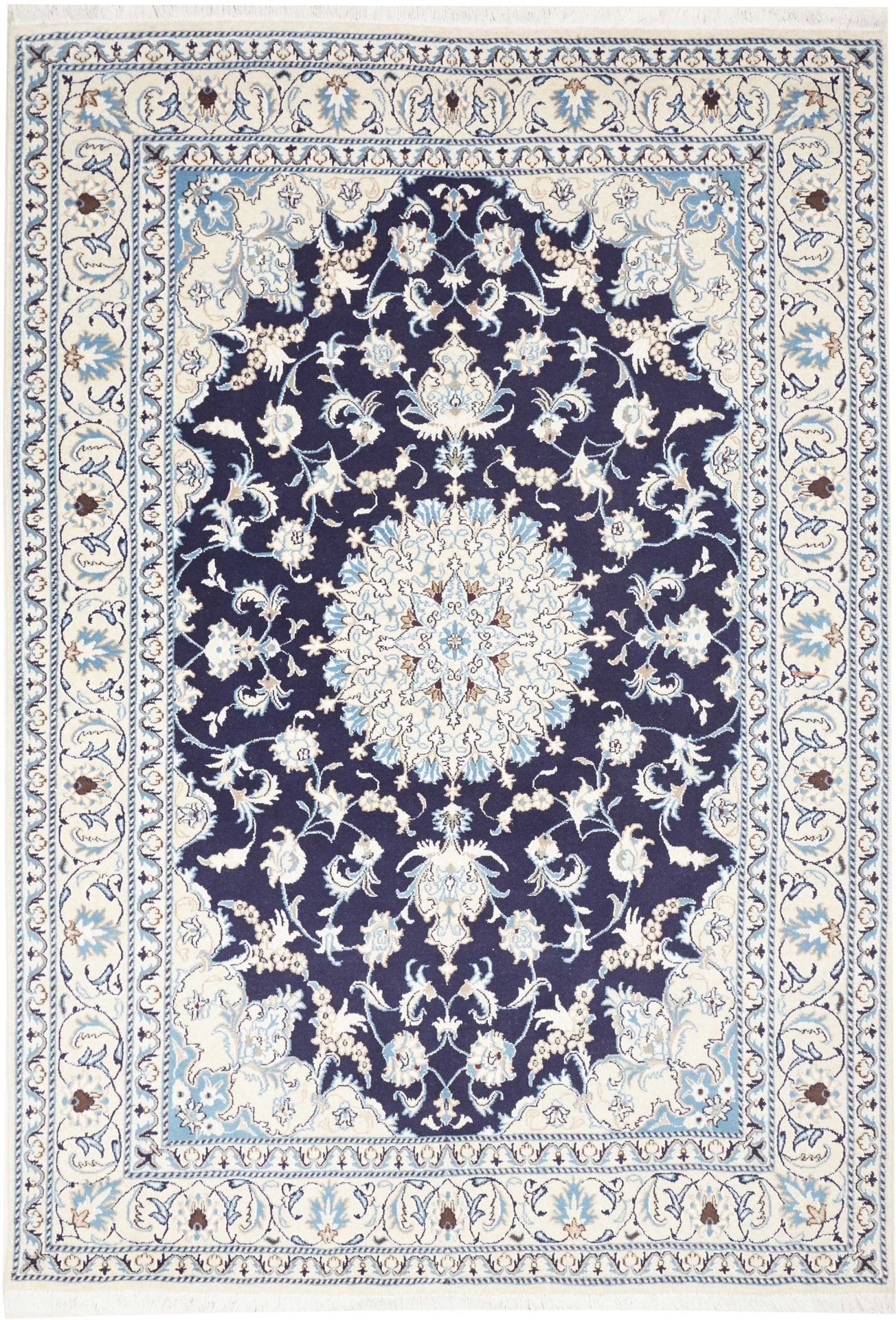 Nain Teppich 175 x 250cm, florale Muster, handgeknüpft, Perserteppich