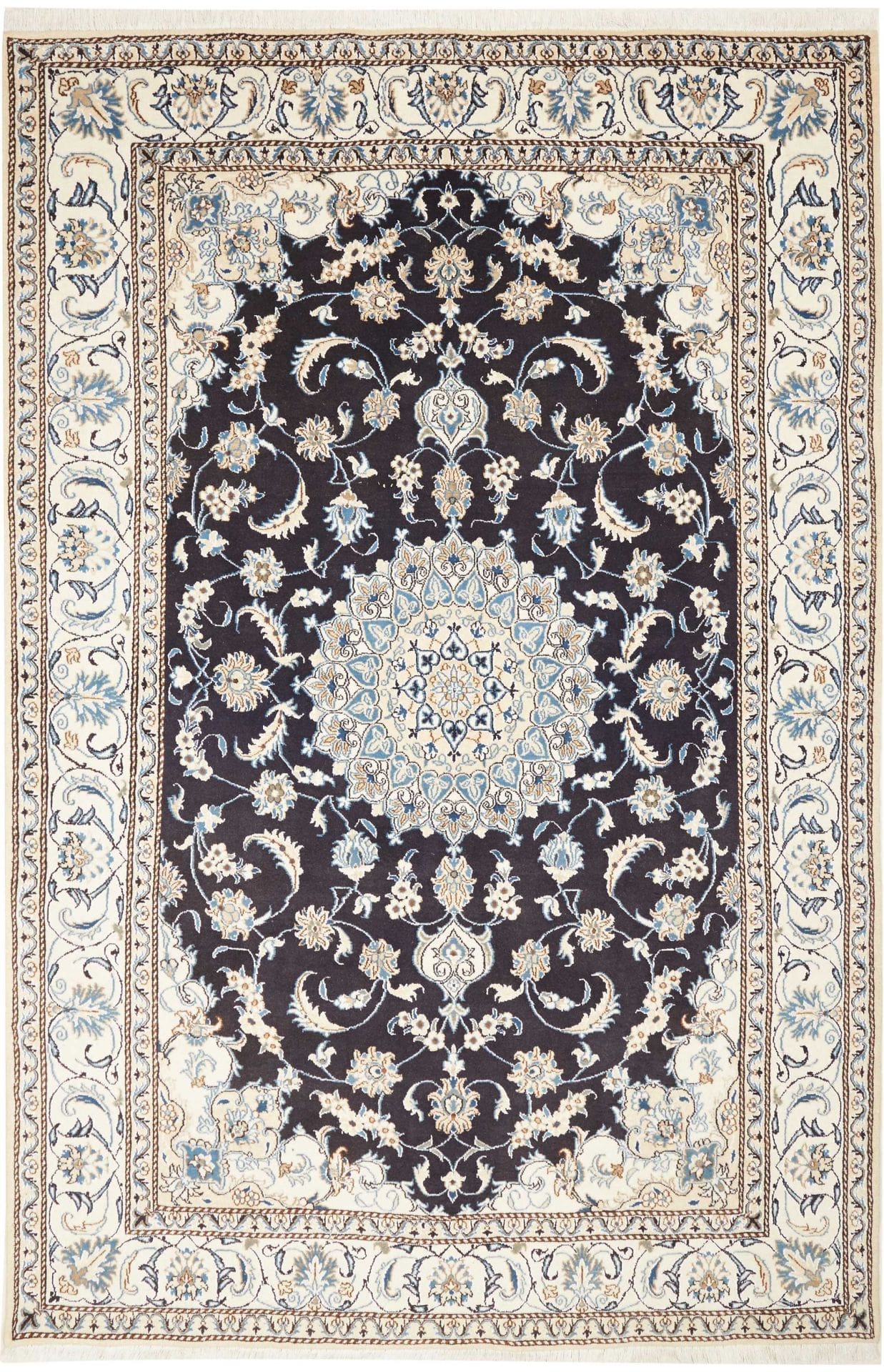 Nain Teppich 193 x 295cm, florale Muster, handgeknüpft