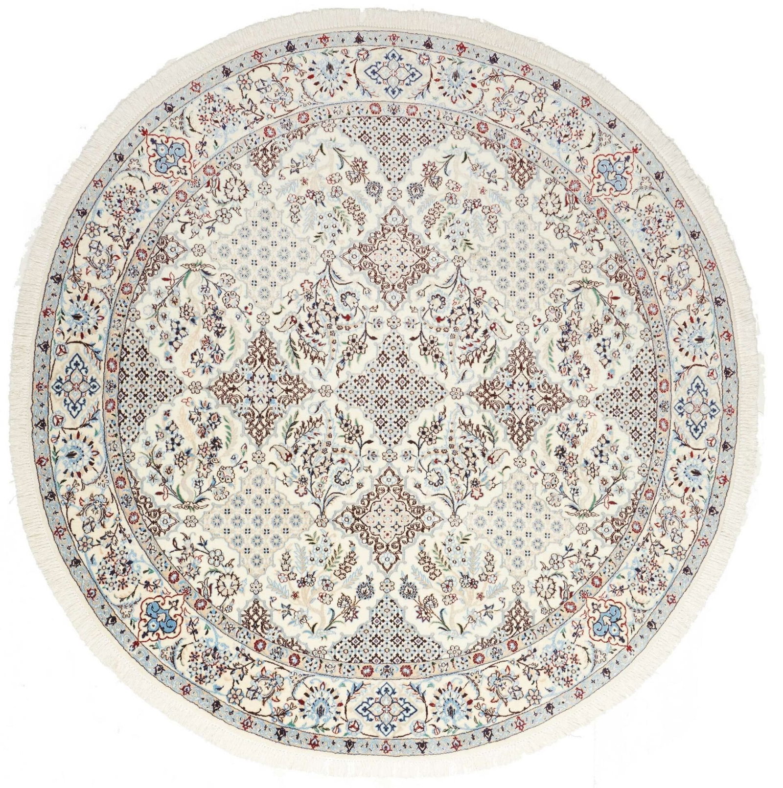 Nain Teppich 197 x 205 cm, florale Muster, handgeknüpft, Perserteppich