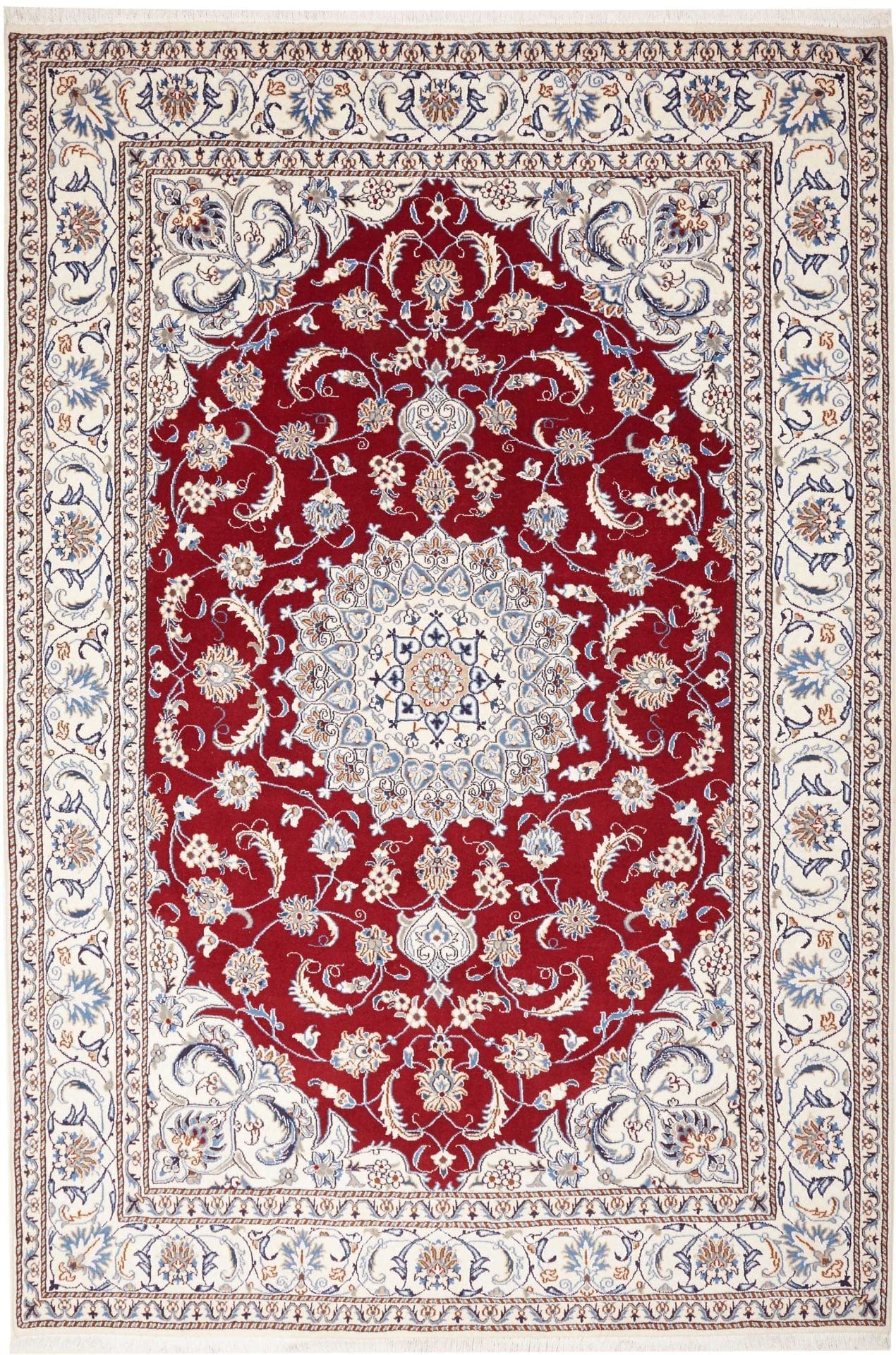 Nain Teppich 199 x 290cm, florales Design, handgeknüpft, Perserteppich