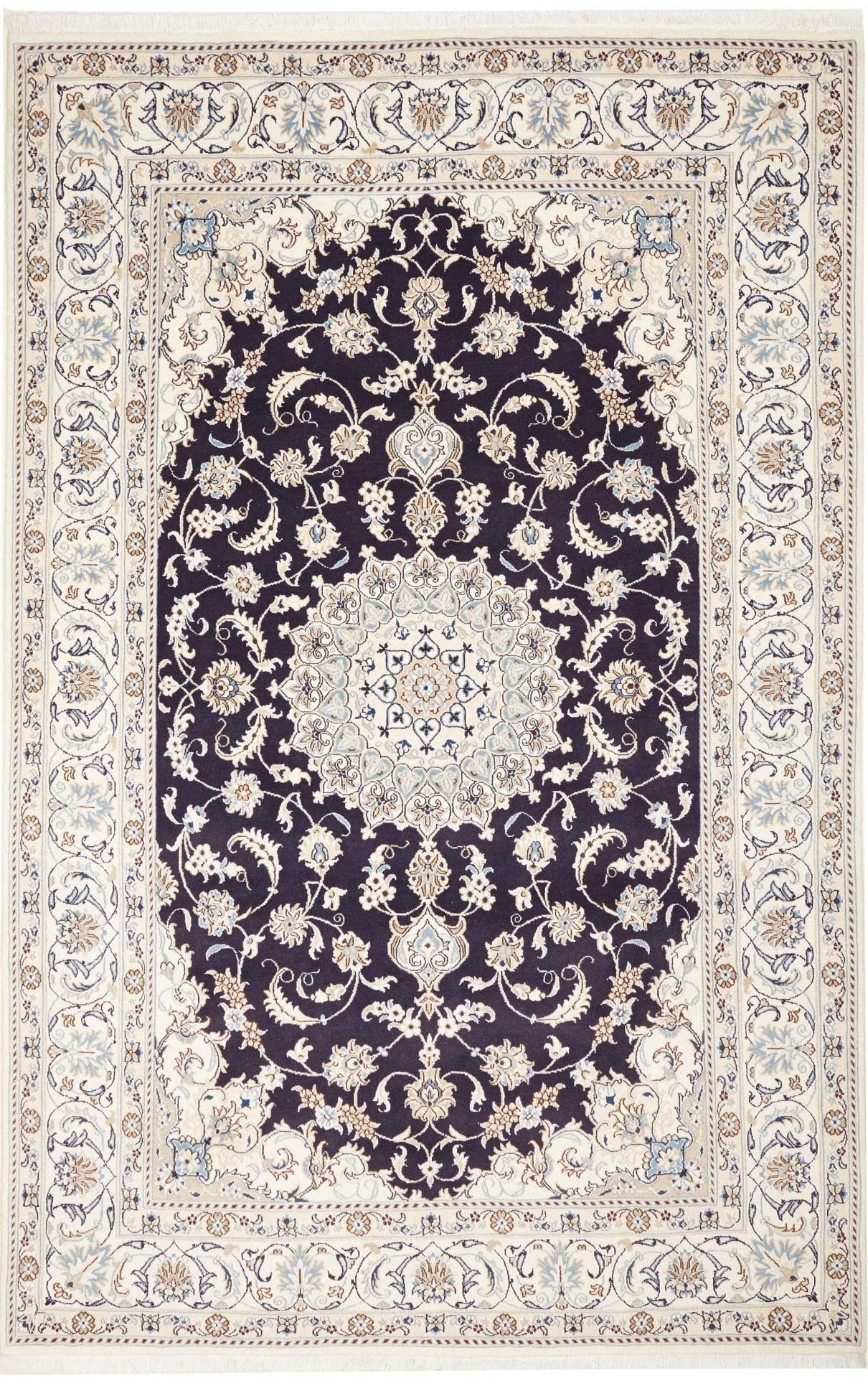 Nain Teppich 199 x 303 cm, florales Design, Schurwolle, handgeknüpft