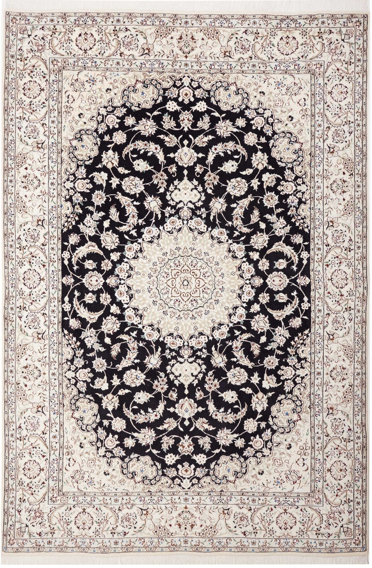 Nain Teppich 201 x 294cm, florales Muster, handgeknüpft, Perserteppich