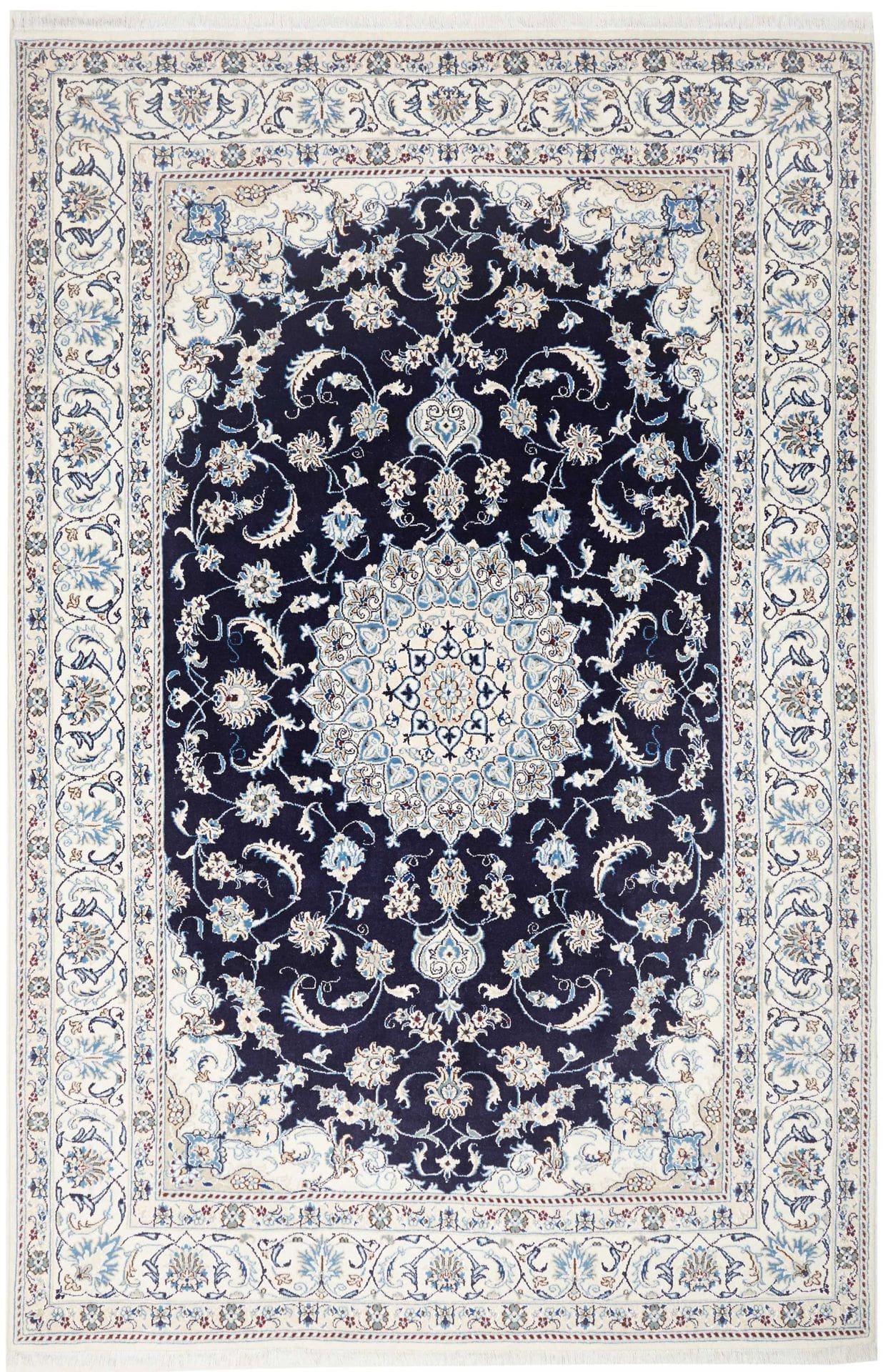 Nain Teppich 201 x 303cm, florales Muster, handgeknüpft, Perserteppich